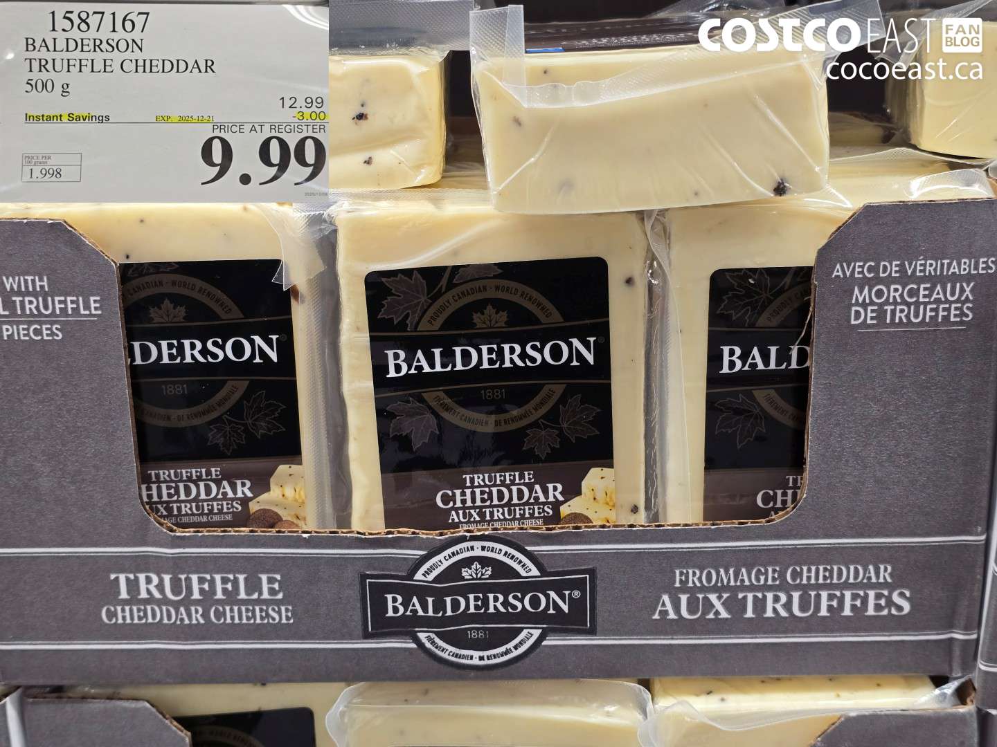 1587167 BALDERSON TRUFFLE CHEDDAR 500 g ($3.00 INSTANT SAVINGS EXPIRES ON 2025-12-21) $9.99