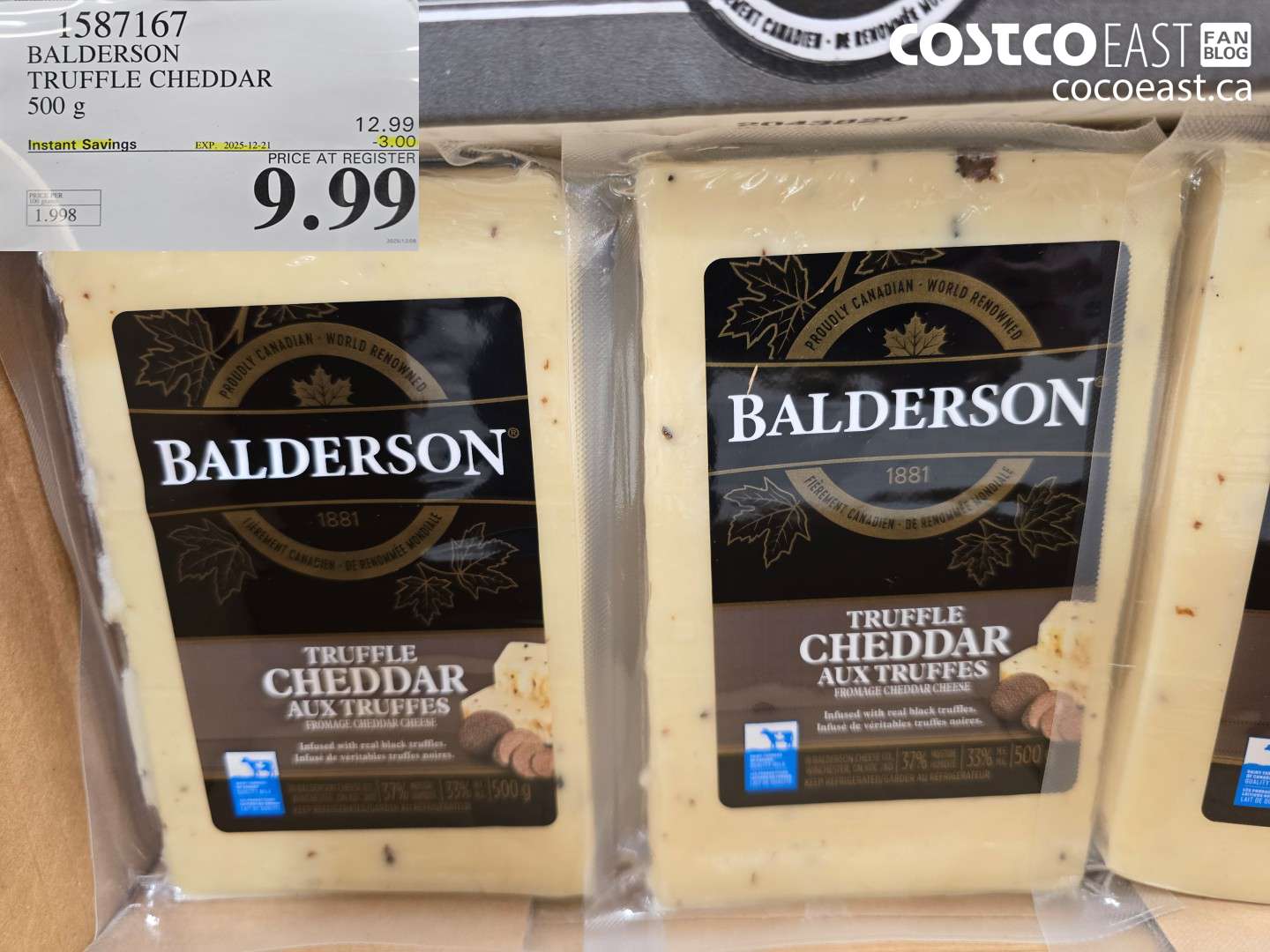 1587167 BALDERSON TRUFFLE CHEDDAR 500 g ($3.00 INSTANT SAVINGS EXPIRES ON 2025-12-21) $9.99