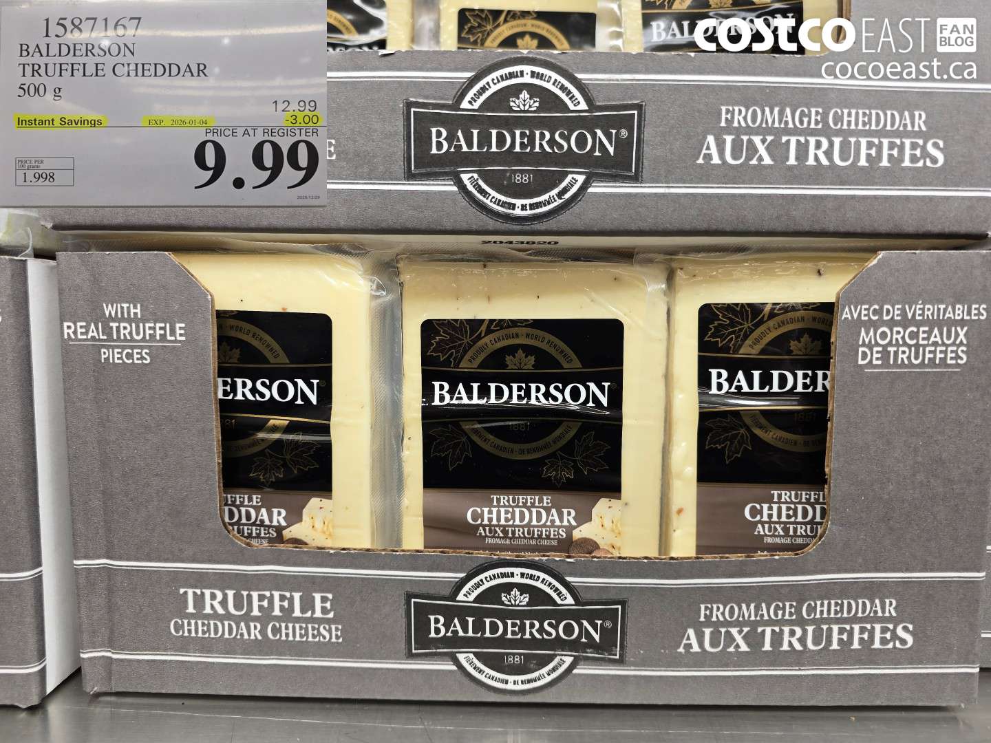 1587167 BALDERSON TRUFFLE CHEDDAR 500 g ($3.00 INSTANT SAVINGS EXPIRES ON 2026-01-04) $9.99