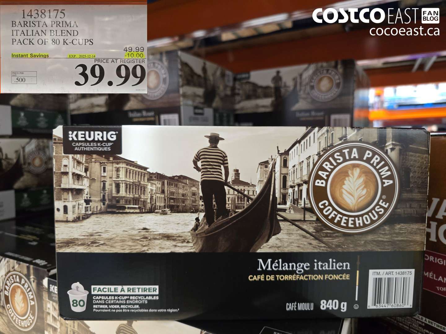 1438175 BARISTA PRIMA ITALIAN BLEND K-CUPS 80 COUNT ($10.00 INSTANT SAVINGS EXPIRES ON 2025-12-14) $39.99