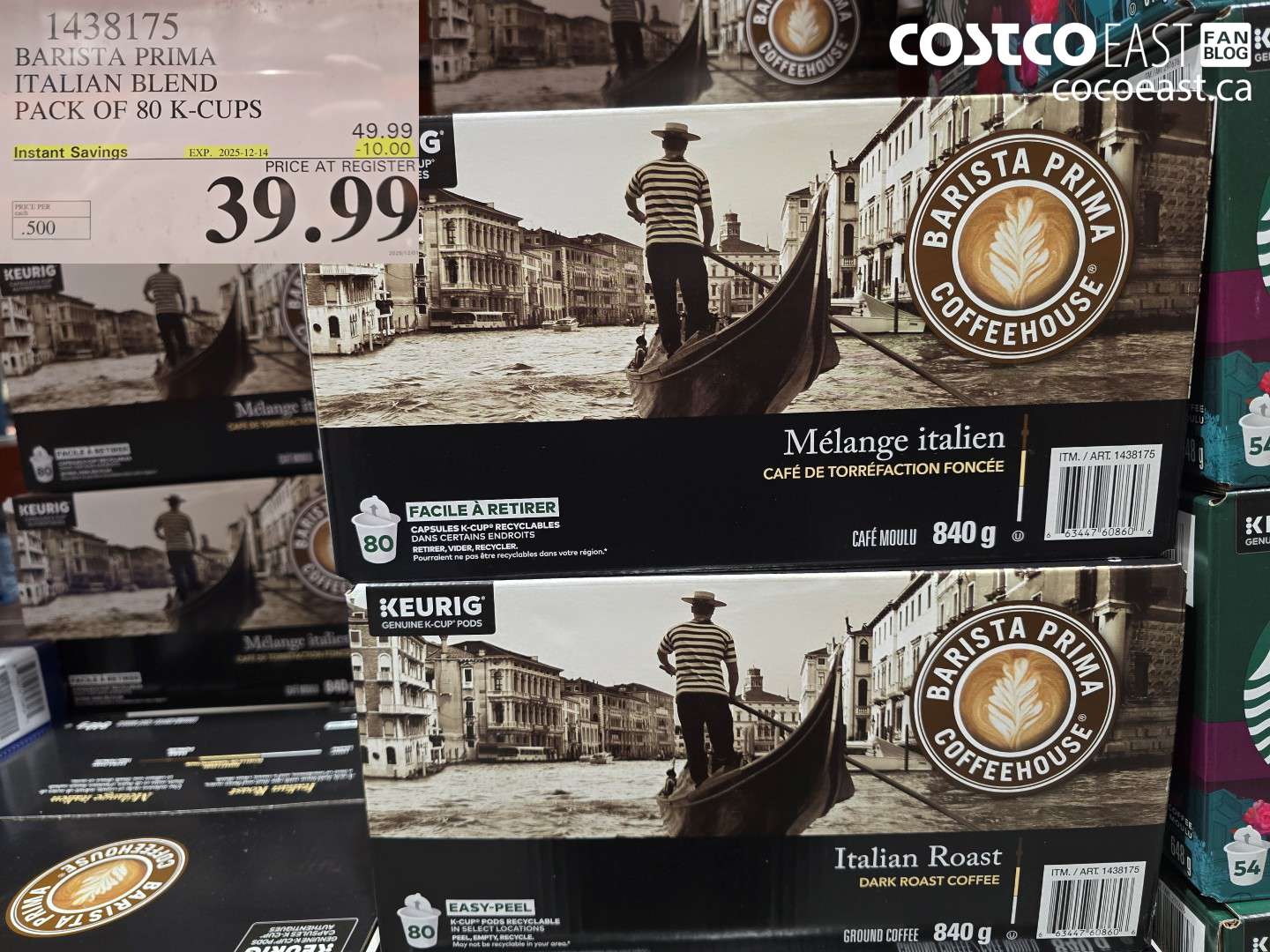 1438175 BARISTA PRIMA ITALIAN BLEND K-CUPS 80 COUNT ($10.00 INSTANT SAVINGS EXPIRES ON 2025-12-14) $39.99