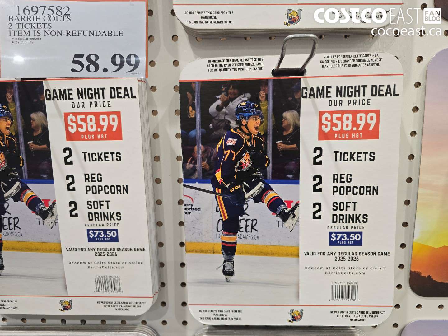 1697582 BARRIE COLTS 2 TICKETS THIS ITEM IS NOT REFUNDABLE $58.99