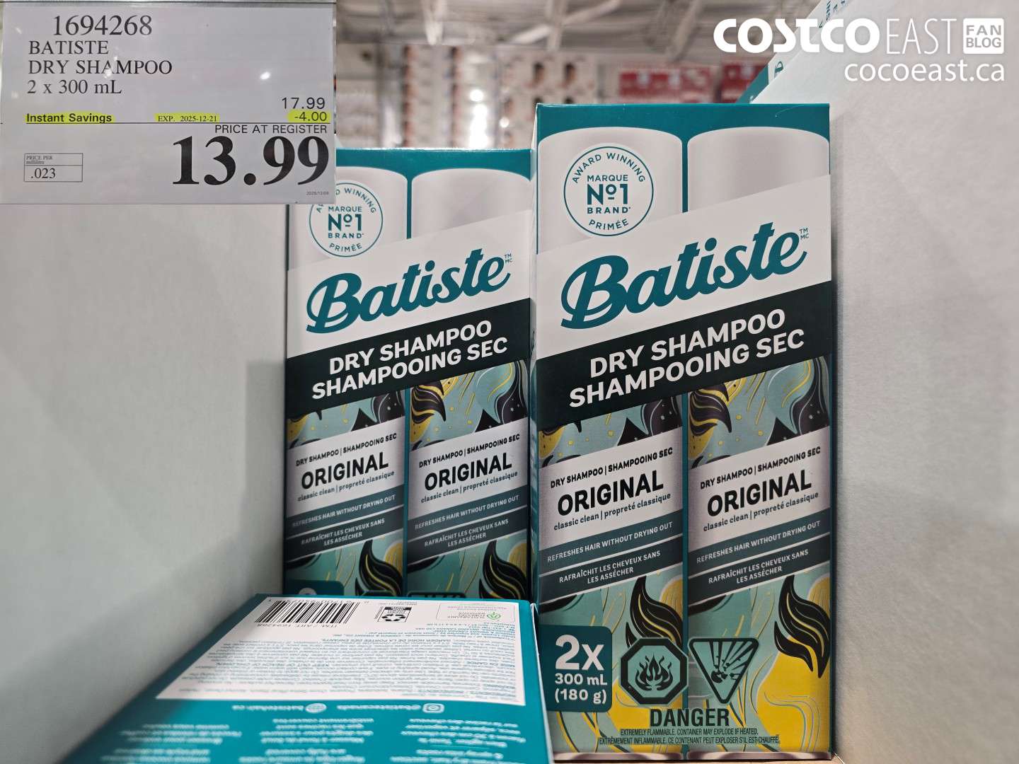 1694268 BATISTE DRY SHAMPOO 2 X 300 ML ($4.00 INSTANT SAVINGS EXPIRES ON 2025-12-21) $13.99