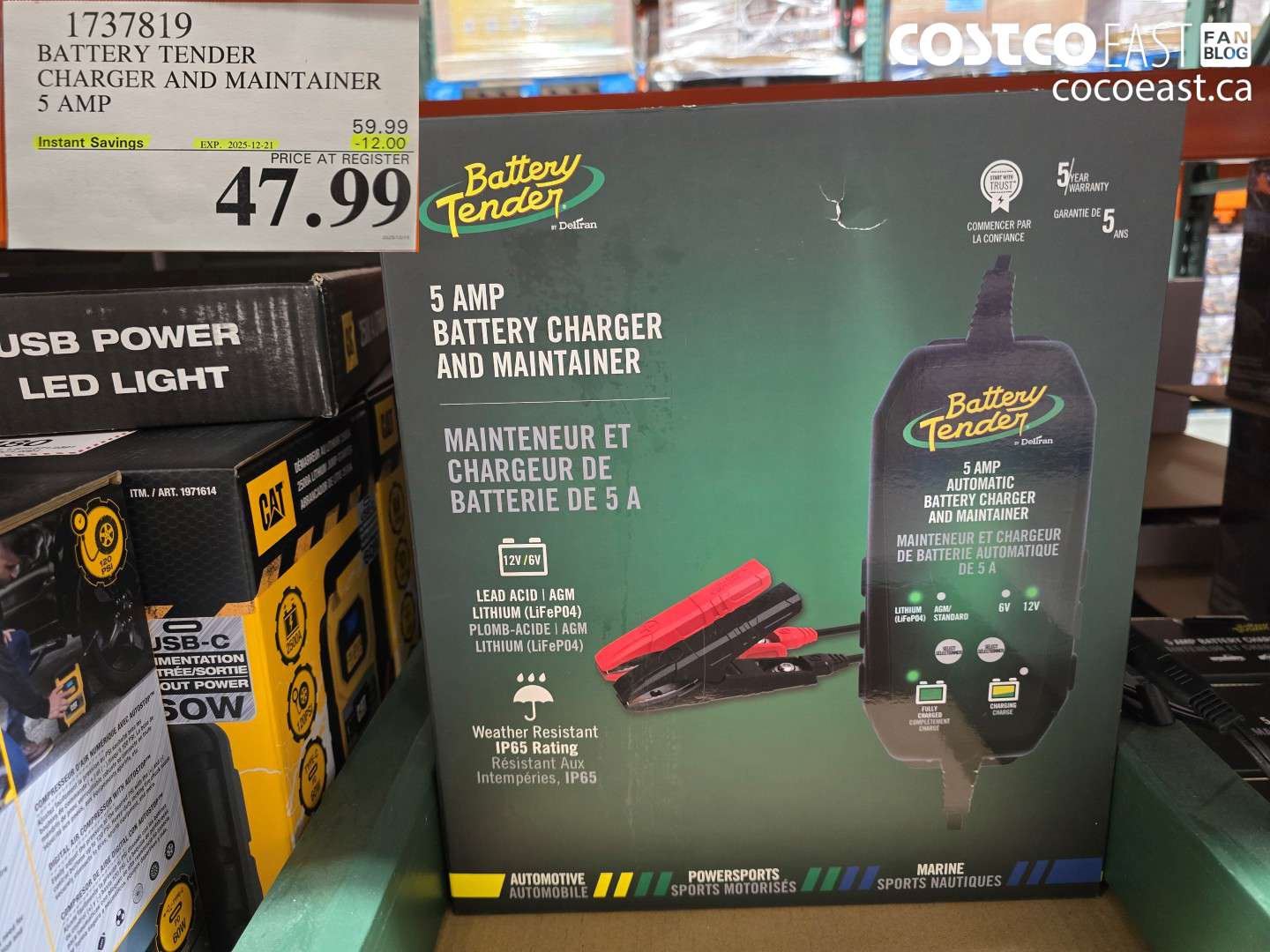 1737819 BATTERY TENDER CHARGER AND MAINTAINER 5 Amp ($12.00 INSTANT SAVINGS EXPIRES ON 2025-12-21) $47.99