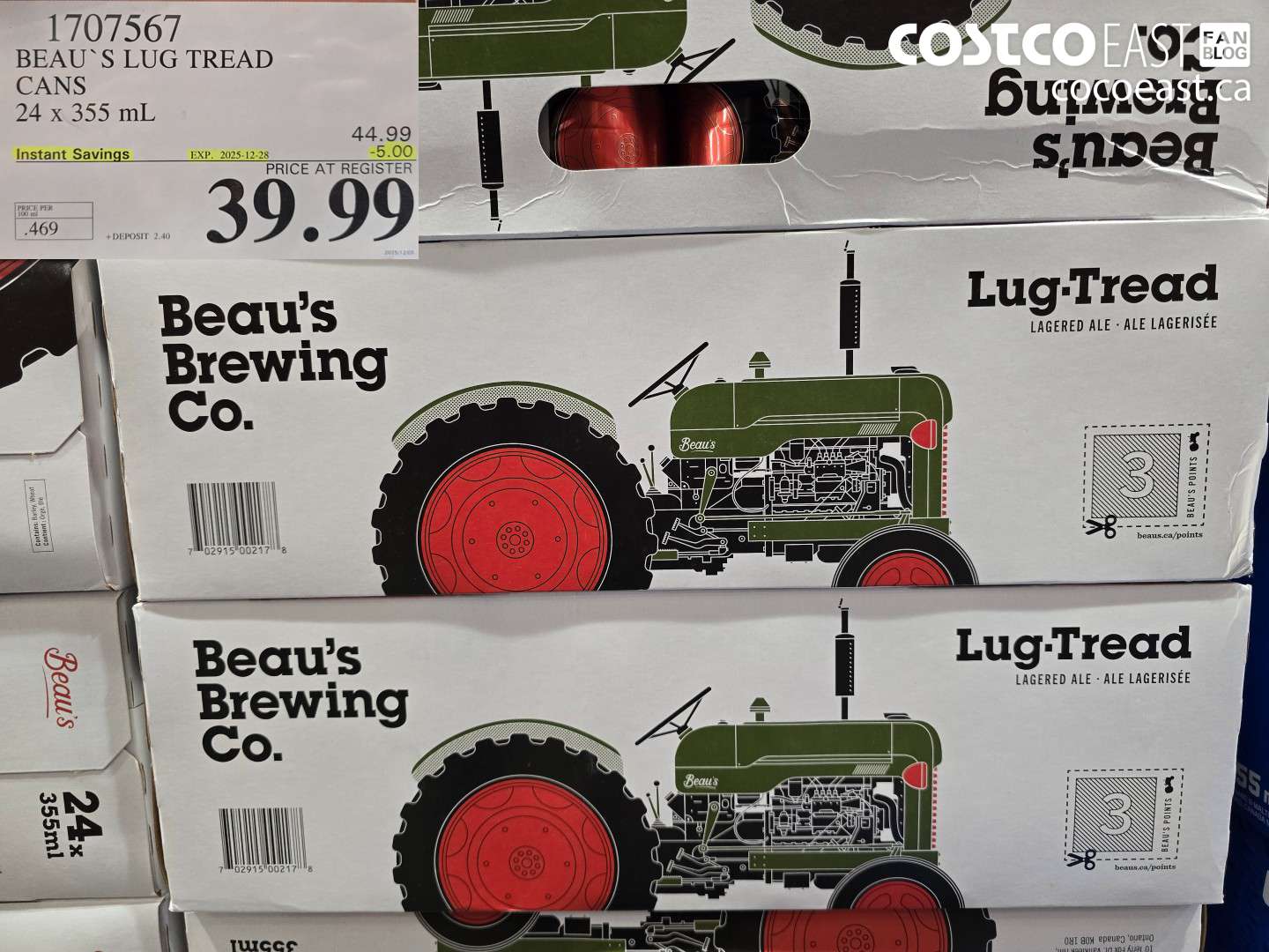 1707567 BEAU'S LUG TREAD CANS 24 x 355 mL ($5.00 INSTANT SAVINGS EXPIRES ON 2025-12-28) $39.99