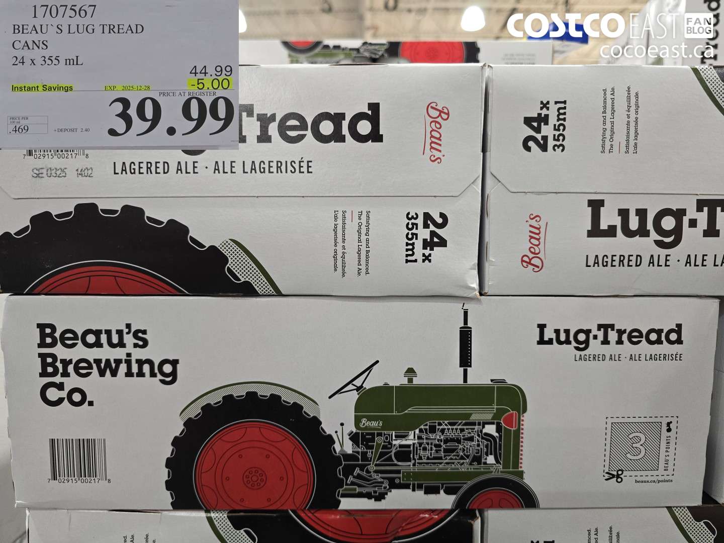 1707567 BEAU'S LUG TREAD CANS 24 x 355 mL ($5.00 INSTANT SAVINGS EXPIRES ON 2025-12-28) $39.99