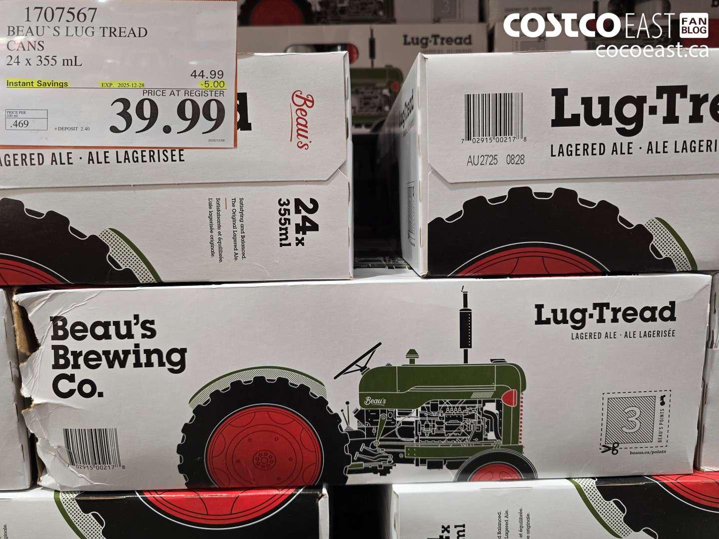 1707567 BEAU'S LUG TREAD CANS 24 x 355 mL ($5.00 INSTANT SAVINGS EXPIRES ON 2025-12-28) $39.99