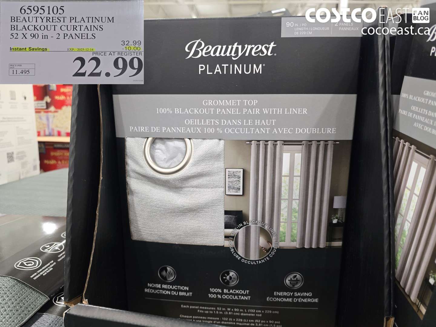 6595105 BEAUTYREST PLATINUS BLACKOUT CURTAINS 52 x 90 IN - 2 PANELS ($10.00 INSTANT SAVINGS EXPIRES ON 2025-12-14) $22.99