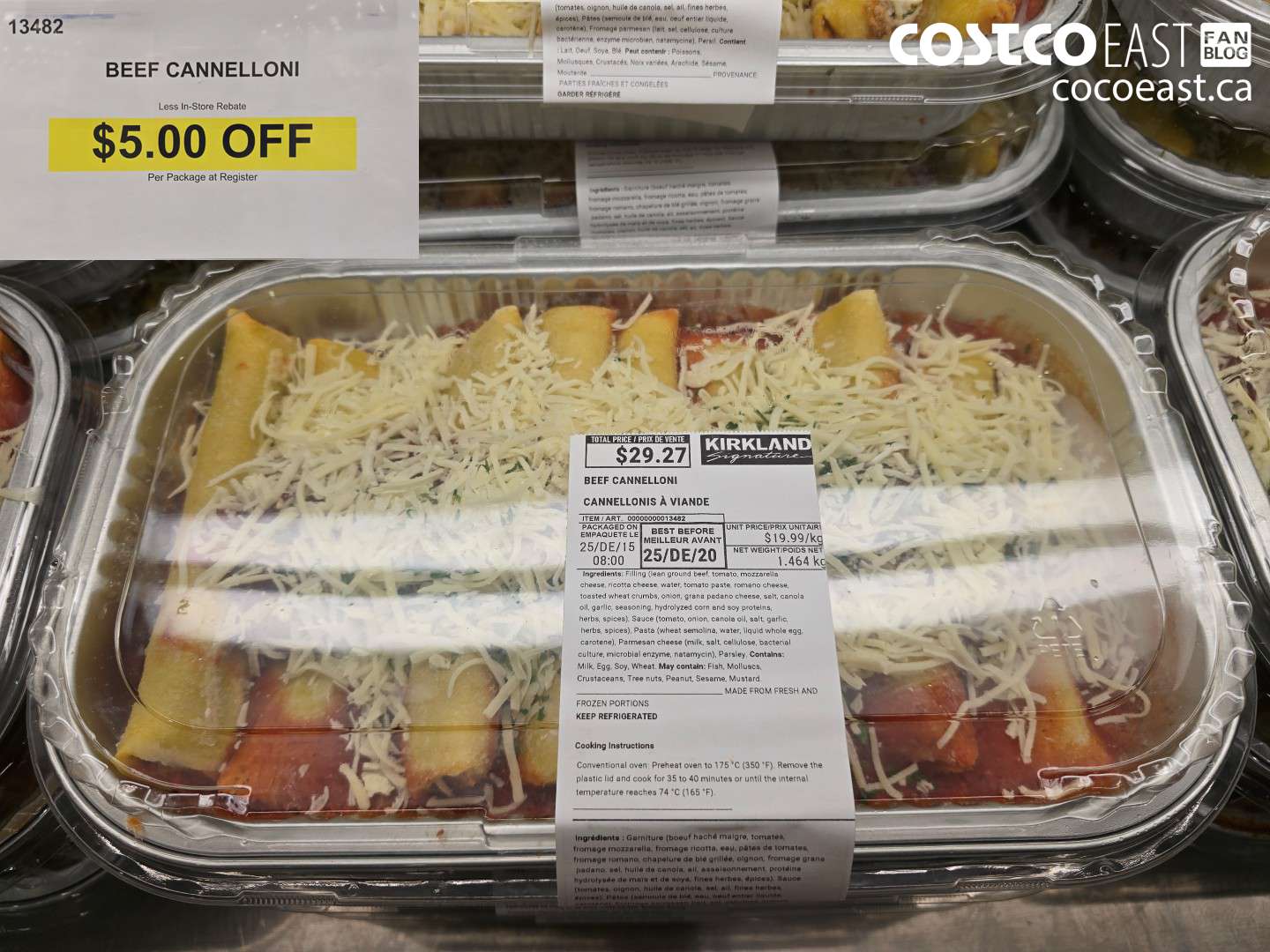 13482 BEEF CANNELLONI ($5.00 INSTANT SAVINGS)