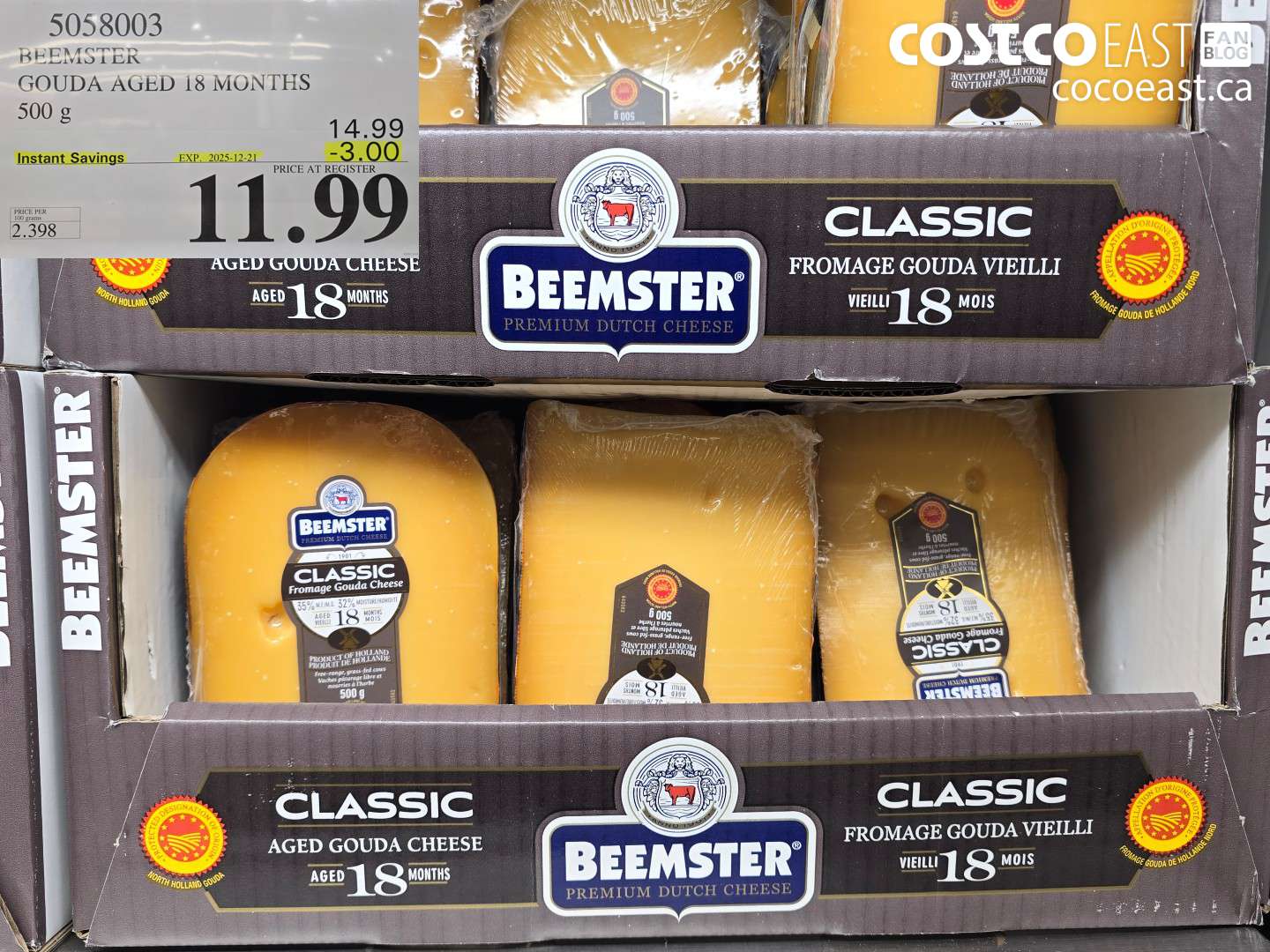 5058003 BEEMSTER AGED GOUDA 18 MONTHS 500G ($3.00 INSTANT SAVINGS EXPIRES ON 2025-12-21) $11.99