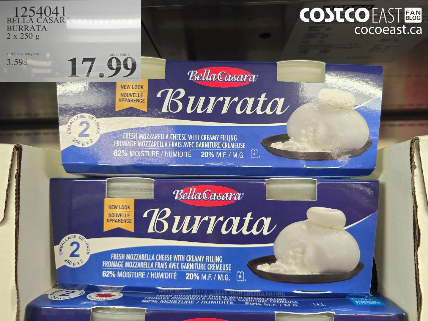 1254041 BELLA CASARA BURRATA 2 x 250 g $17.99