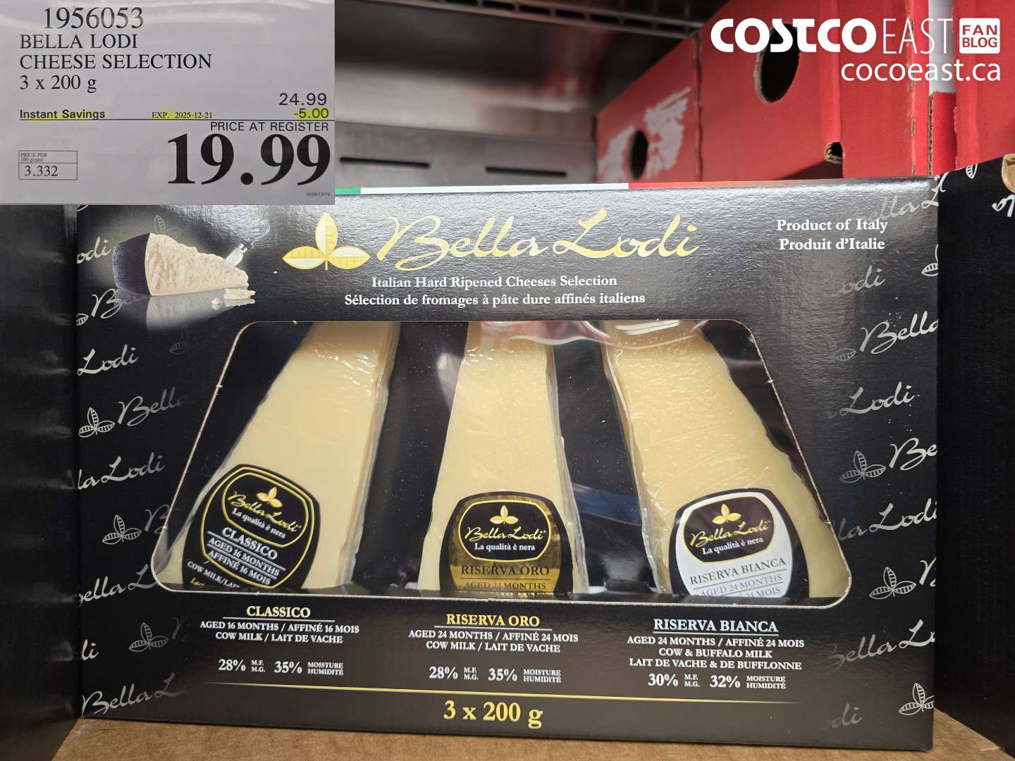 1956053 BELLA LODI CHEESE SELECTION 3 x 200 g ($5.00 INSTANT SAVINGS EXPIRES ON 2025-12-21) $19.99