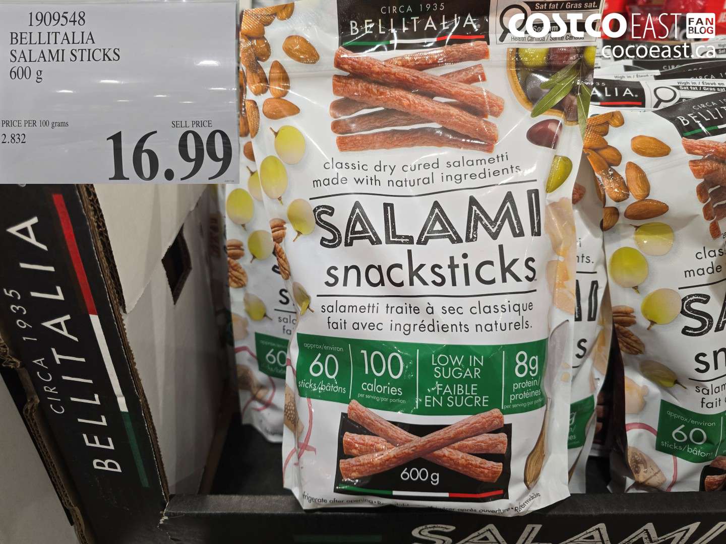 1909548 BELLITALIA SALAMI STICKS 600 g $16.99