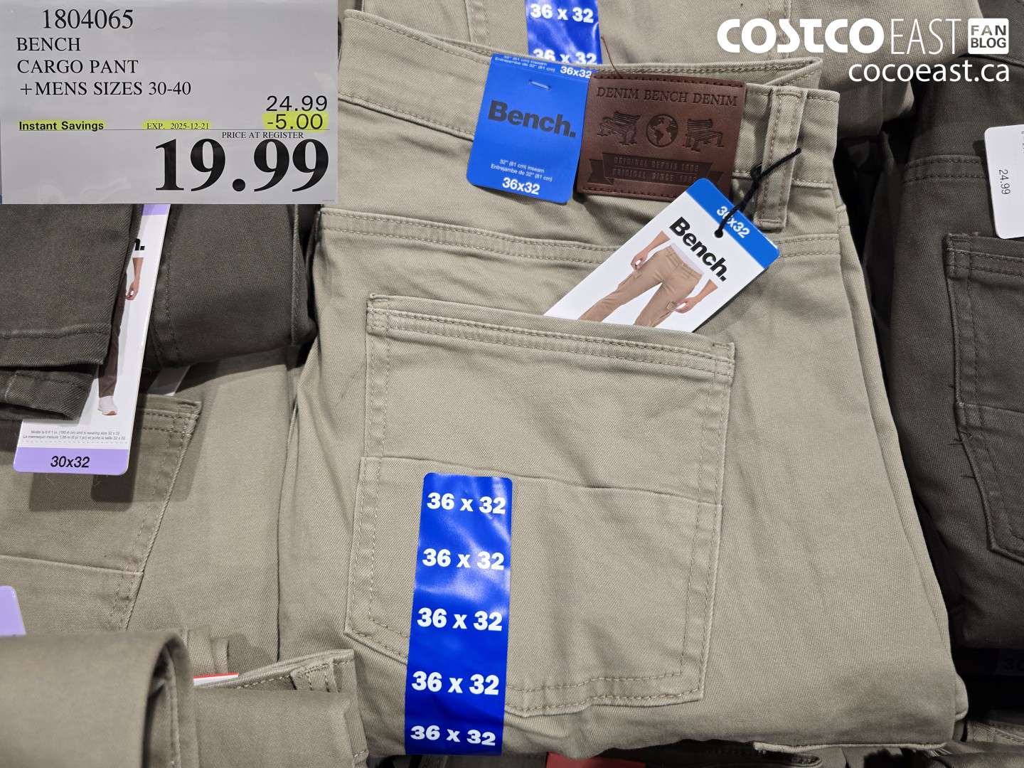 1804065 BENCH CARGO PANT +MENS SIZES 30-40 ($5.00 INSTANT SAVINGS EXPIRES ON 2025-12-21) $19.99