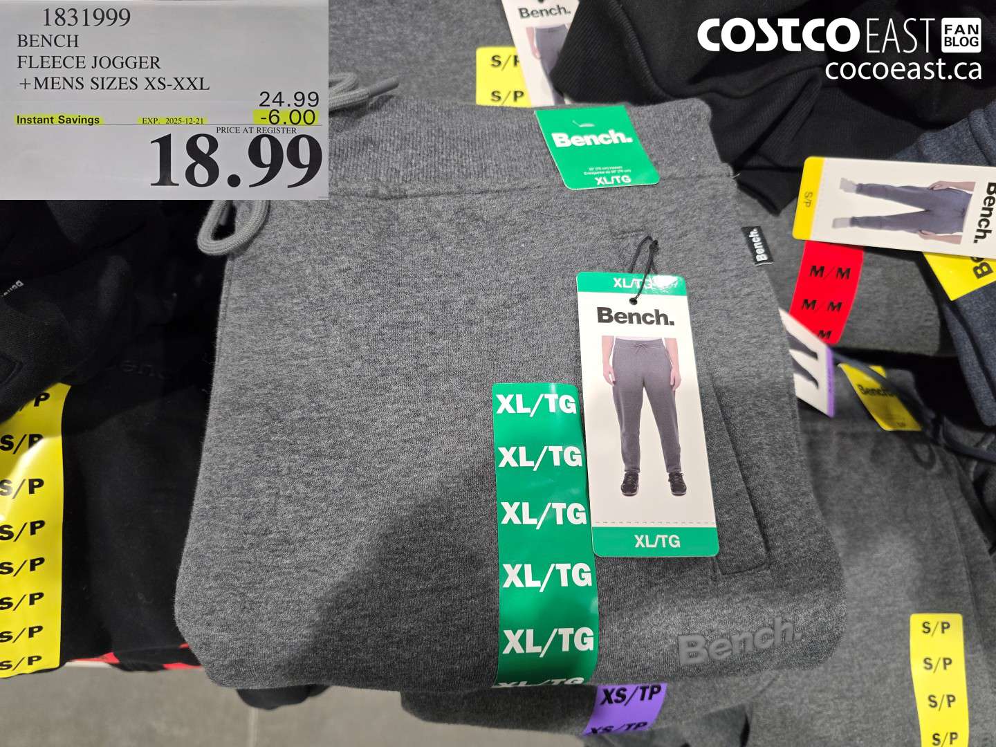 1831999 BENCH FLEECE JOGGER +MENS SIZES XS-XXL ($6.00 INSTANT SAVINGS EXPIRES ON 2025-12-21) $18.99