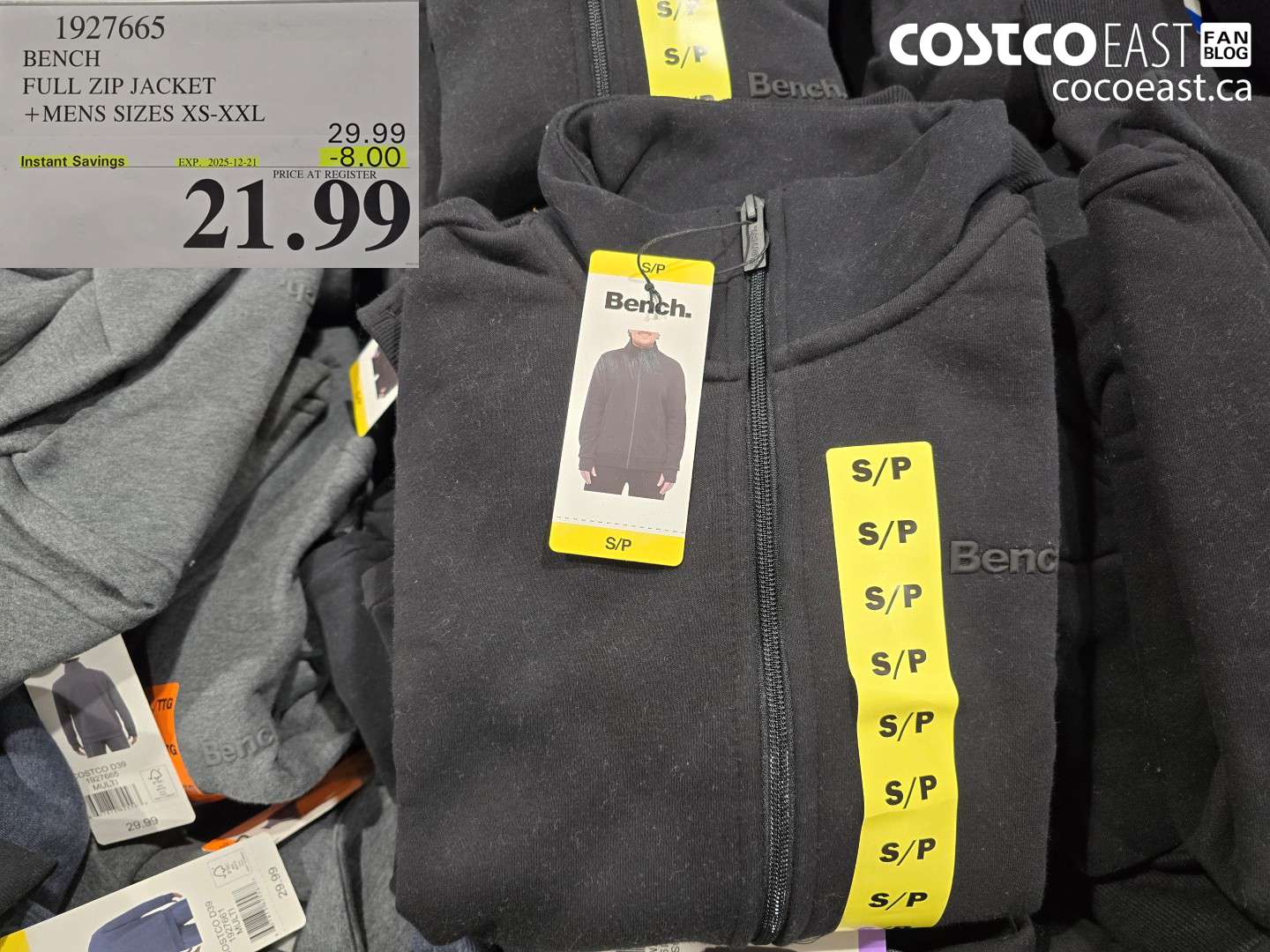 1927665 BENCH FULL ZIP JACKET +MENS SIZES XS-XXL ($8.00 INSTANT SAVINGS EXPIRES ON 2025-12-21) $21.99