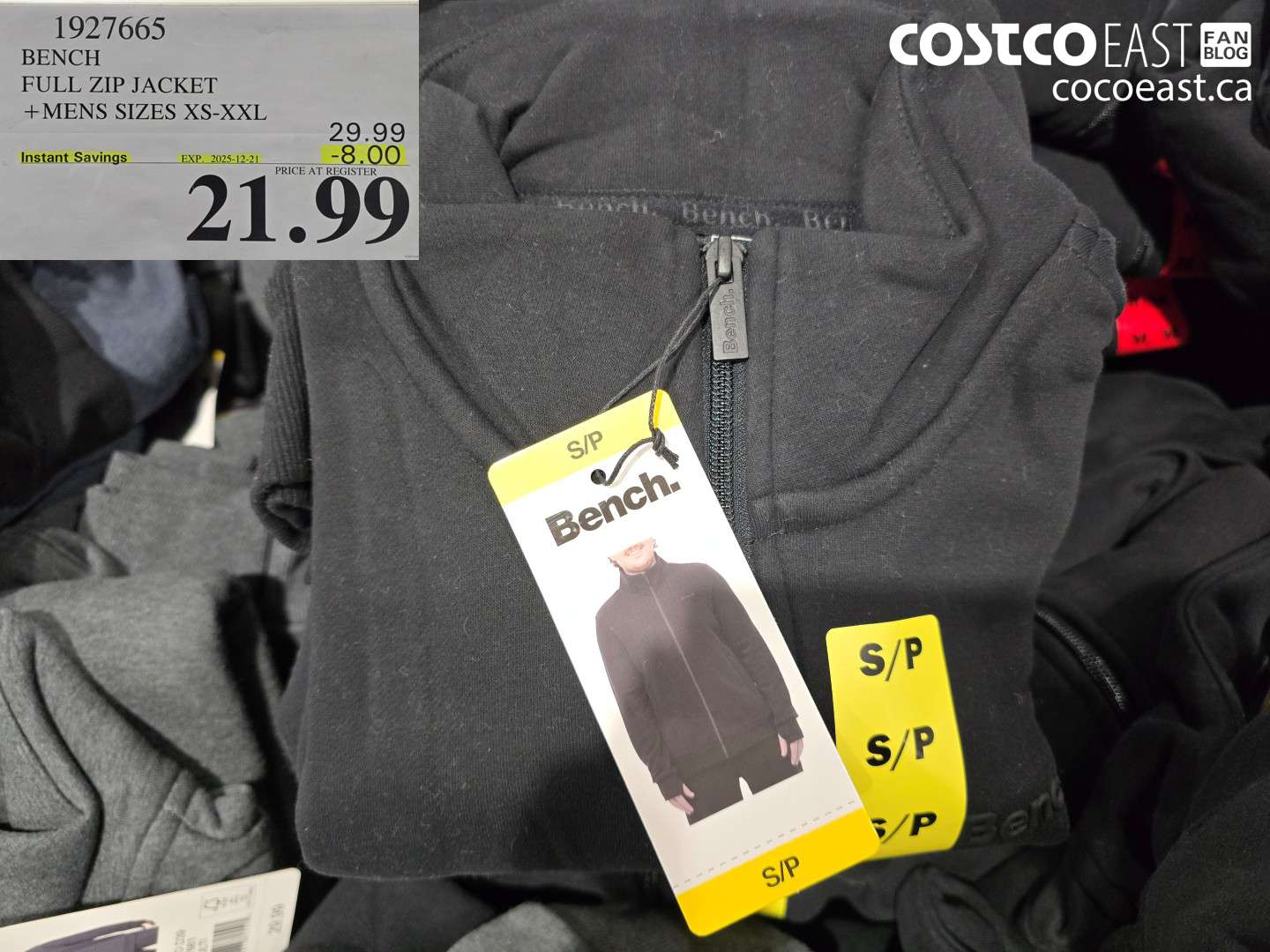 1927665 BENCH FULL ZIP JACKET +MENS SIZES XS-XXL ($8.00 INSTANT SAVINGS EXPIRES ON 2025-12-21) $21.99