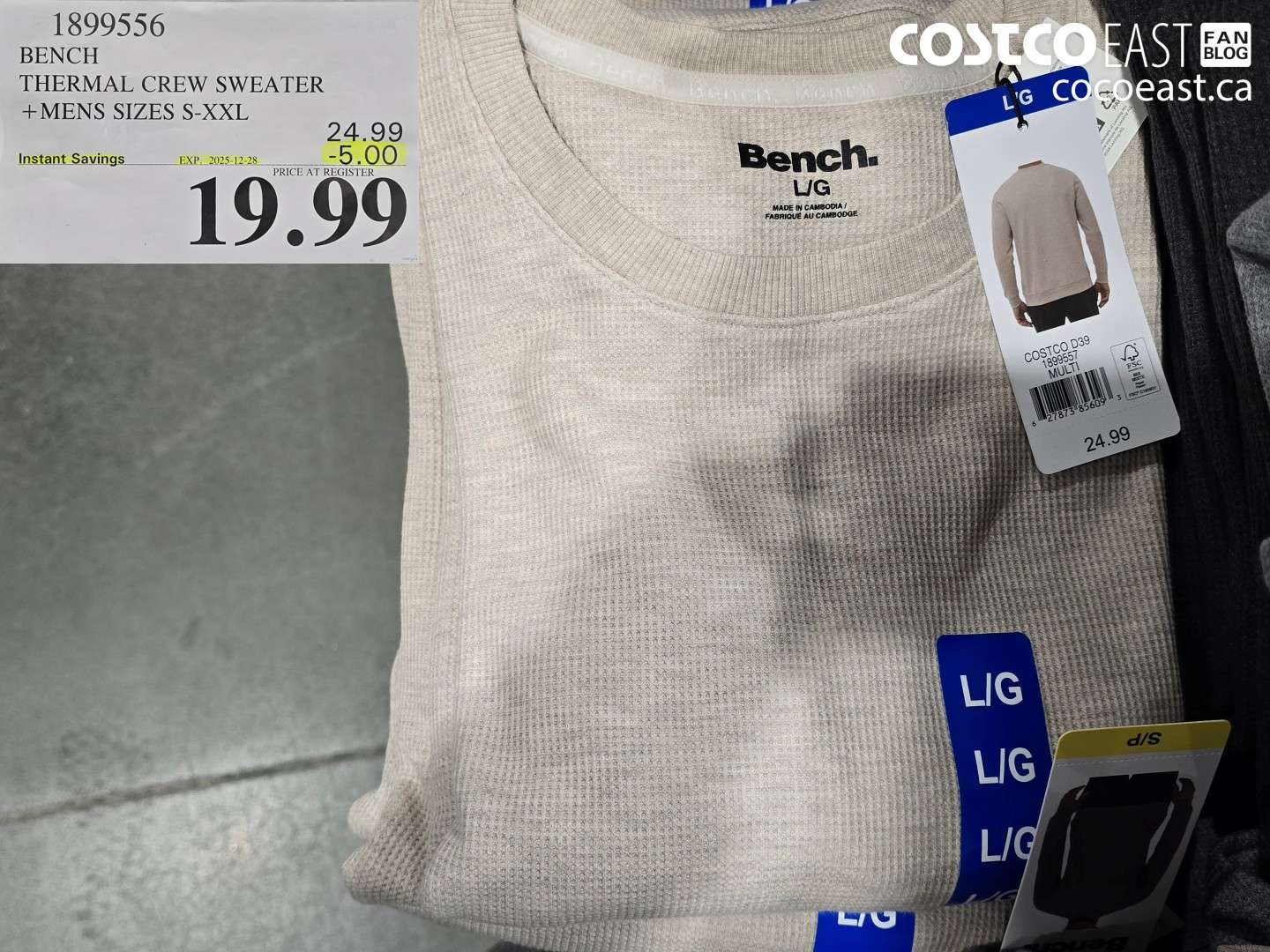 1899556 BENCH THERMAL CREW SWEATER +MENS SIZES S-XXL ($5.00 INSTANT SAVINGS EXPIRES ON 2025-12-28) $19.99