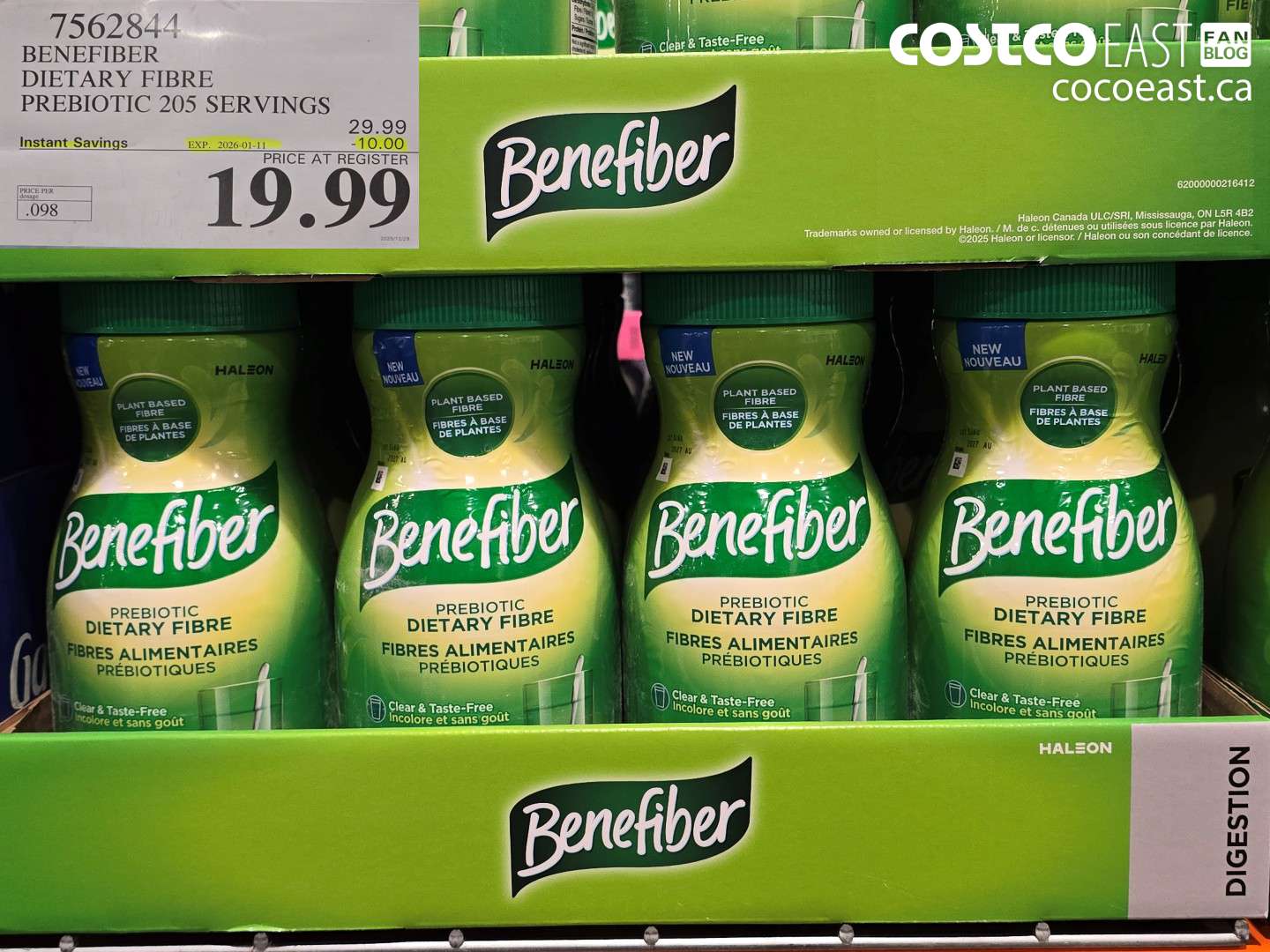 7562844 BENEFIBER DIETARY FIBRE PREBIOTIC 820 G ($10.00 INSTANT SAVINGS EXPIRES ON 2026-01-11) $19.99