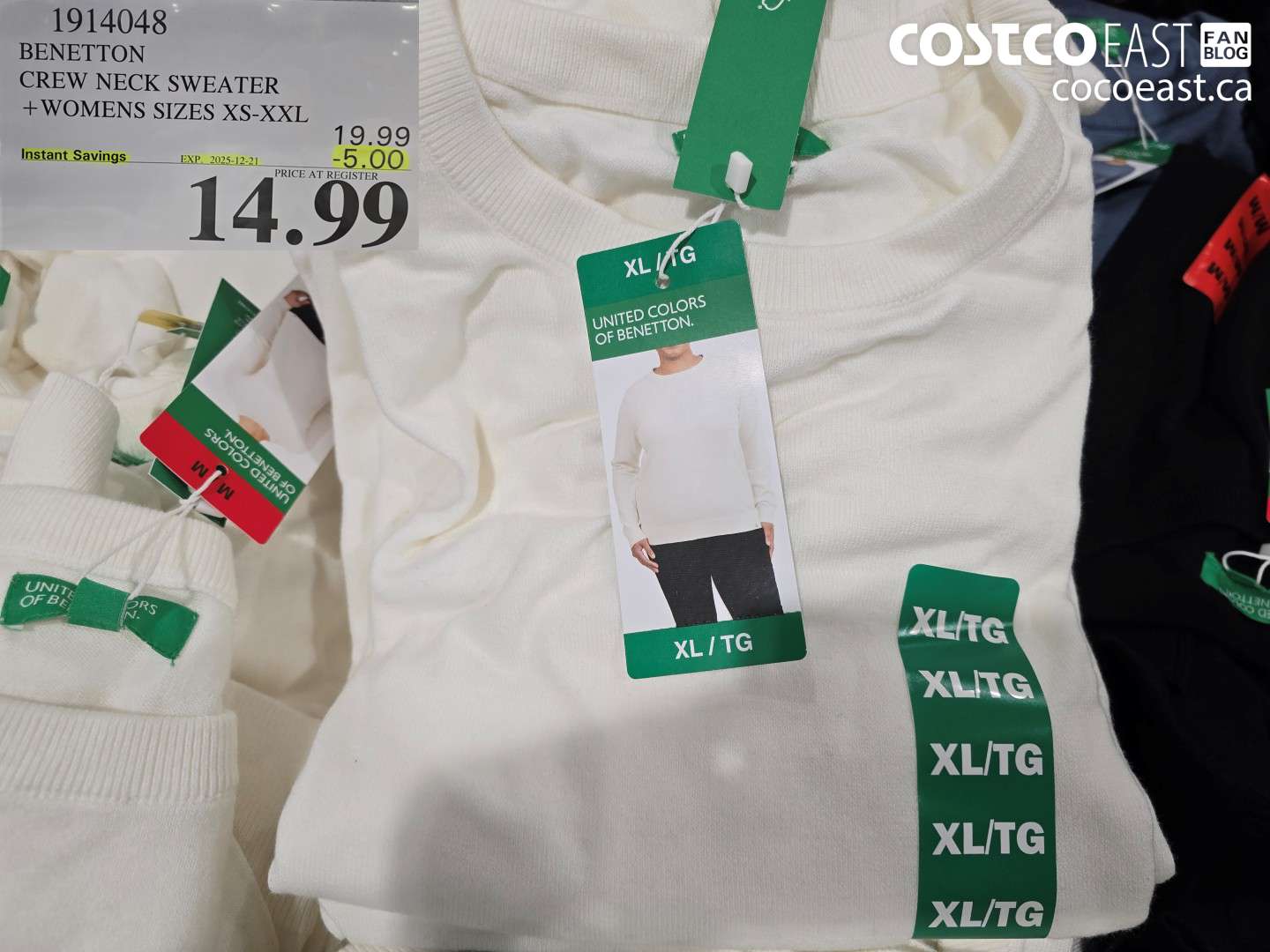 1914048 BENETTON CREW NECK SWEATER +WOMENS SIZES XS-XXL ($5.00 INSTANT SAVINGS EXPIRES ON 2025-12-21) $14.99