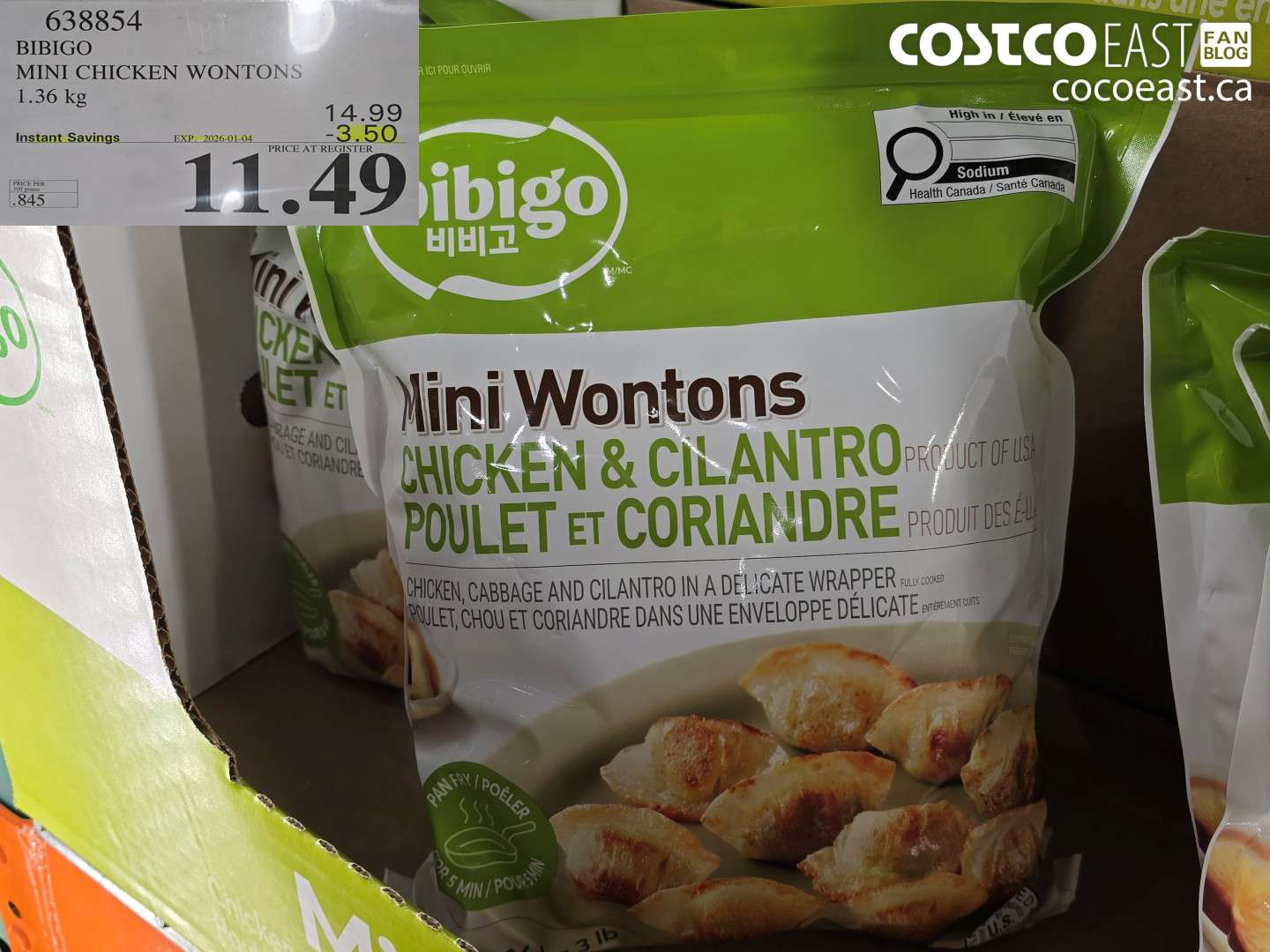 638854 BIBIGO MINI CHICKEN WONTONS 1.36 KG ($3.50 INSTANT SAVINGS EXPIRES ON 2026-01-04) $11.49