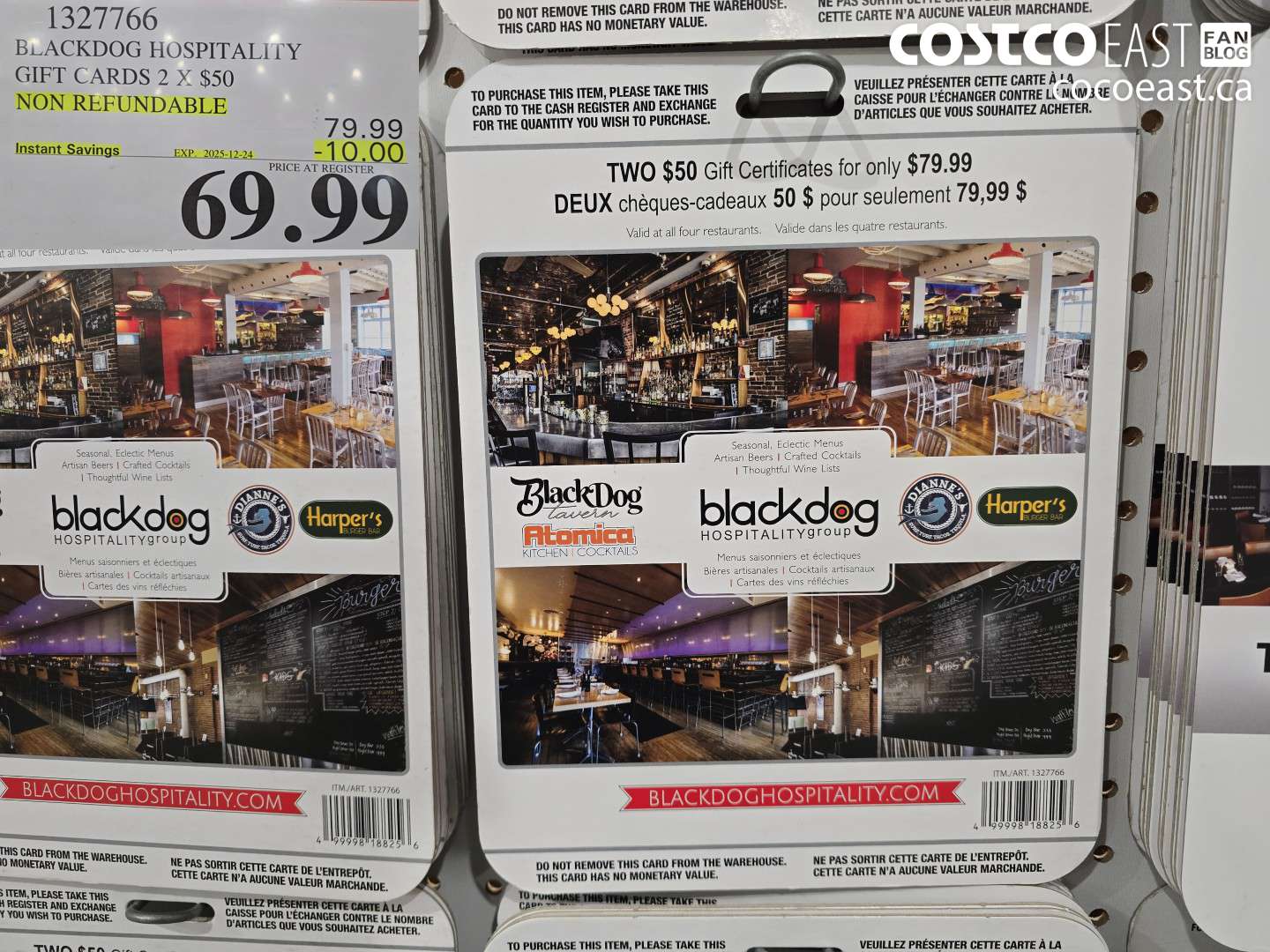 1327766 BLACKDOG HOSPITALITY GIFT CERTIFICATES 2 X $50 NON-REFUNDABLE ($10.00 INSTANT SAVINGS EXPIRES ON 2025-12-24) $69.99