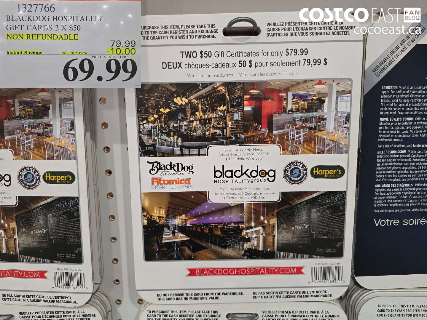 1327766 BLACKDOG HOSPITALITY GIFT CERTIFICATES 2 X $50 NON-REFUNDABLE ($10.00 INSTANT SAVINGS EXPIRES ON 2025-12-24) $69.99