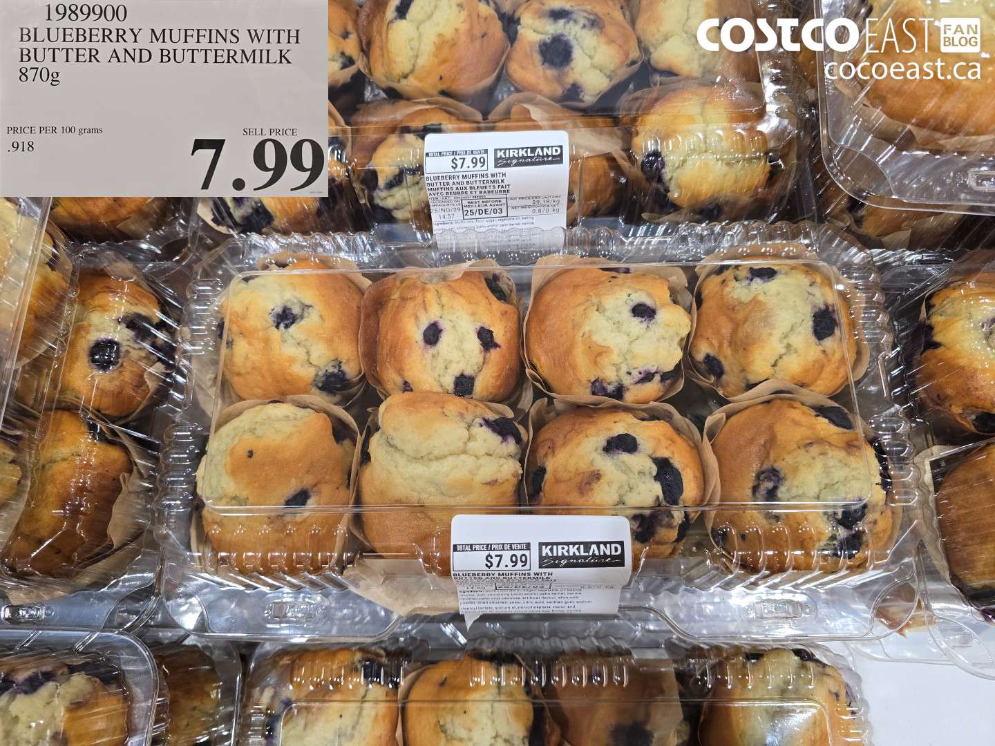 1989900 BLUEBERRY MUFFINS WITH BUTTER AND BUTTERMILK 870G $7.99