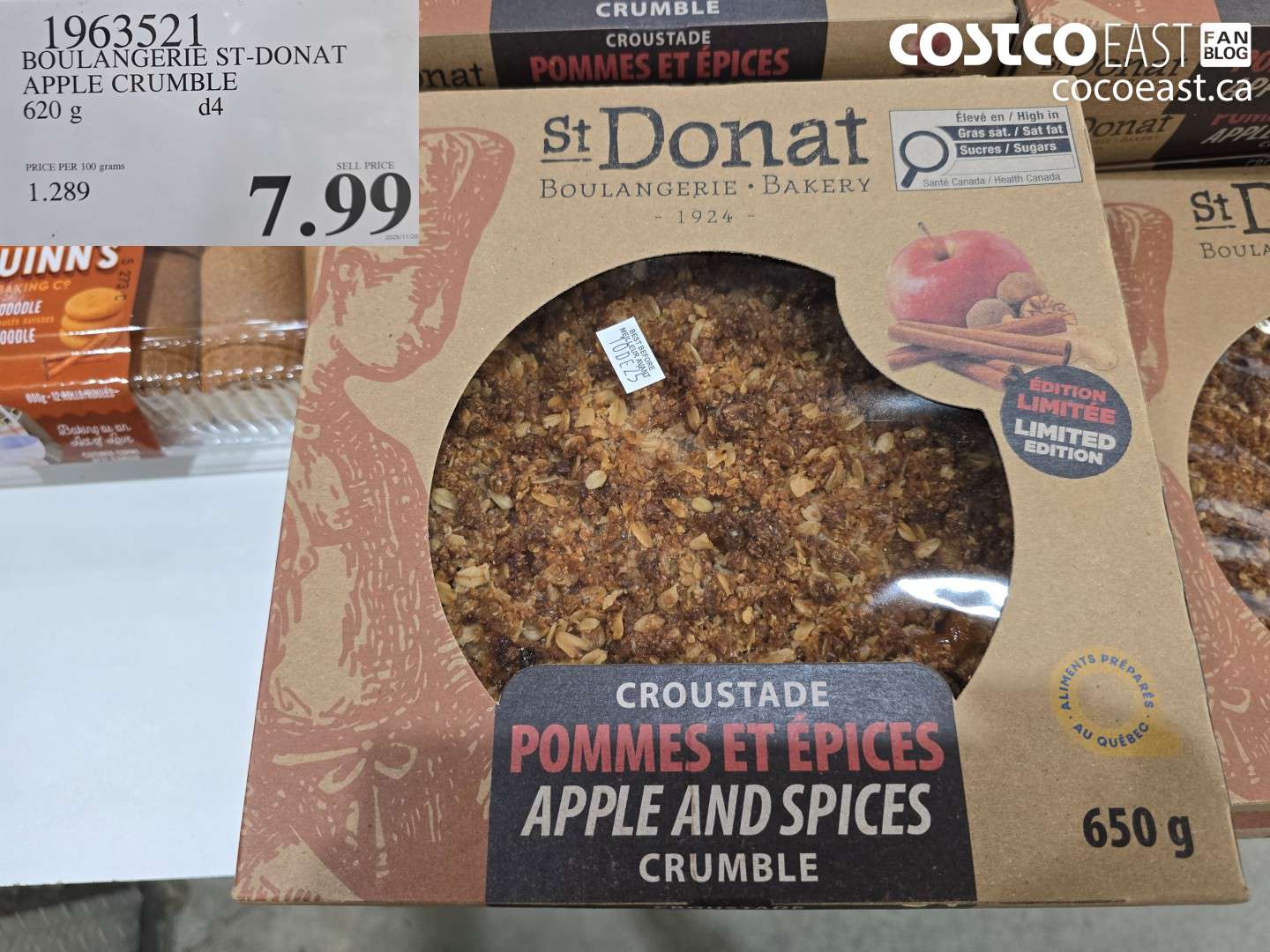 1963521 BOULANGERIE ST-DONAT APPLE CRUMBLE 620 g $7.99