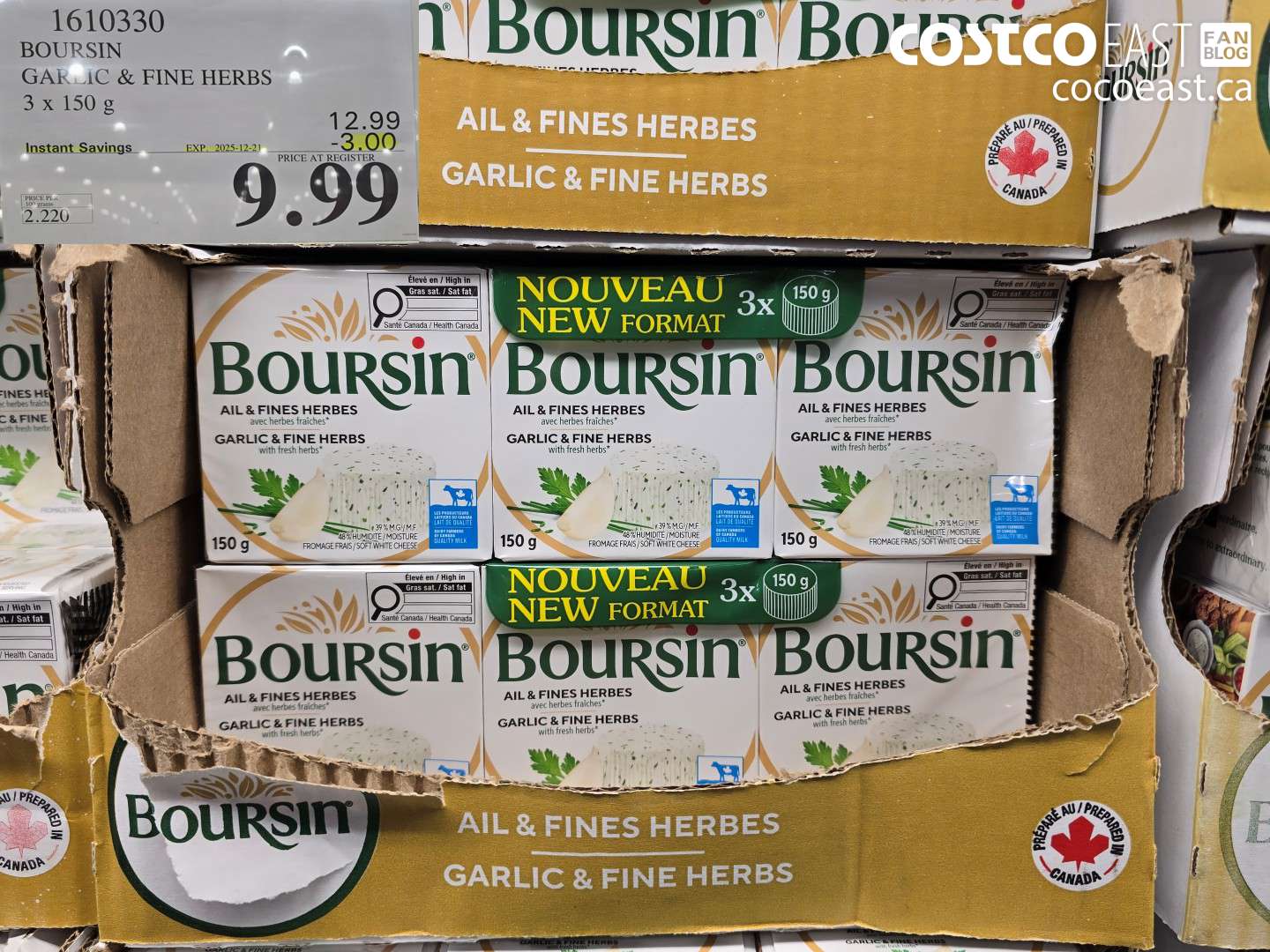 1610330 BOURSIN GARLIC & FINE HERBS 3 x 150g ($3.00 INSTANT SAVINGS EXPIRES ON 2025-12-21) $9.99