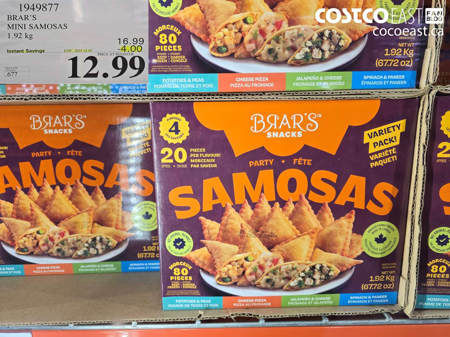 1949877 BRAR'S MINI SAMOSAS 1.92 KG ($4.00 INSTANT SAVINGS EXPIRES ON 2025-12-07) $12.99