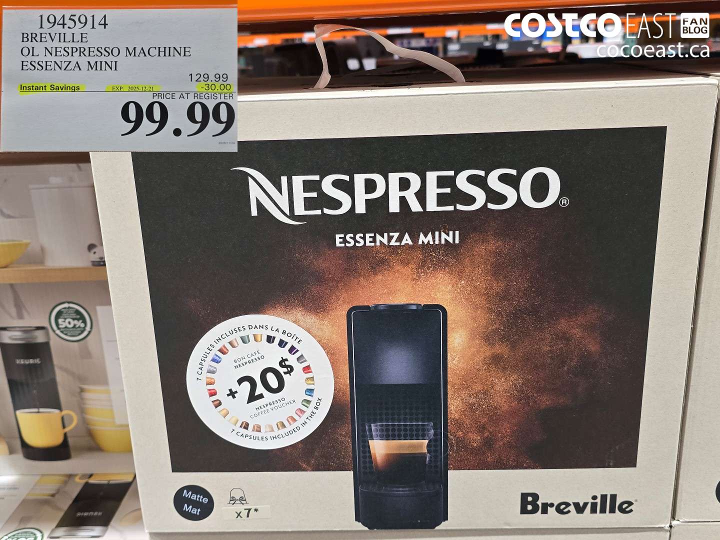 1945914 BREVILLE OL NESPRESSO MACHINE ESSENZA MINI ($30.00 INSTANT SAVINGS EXPIRES ON 2025-12-21) $99.99
