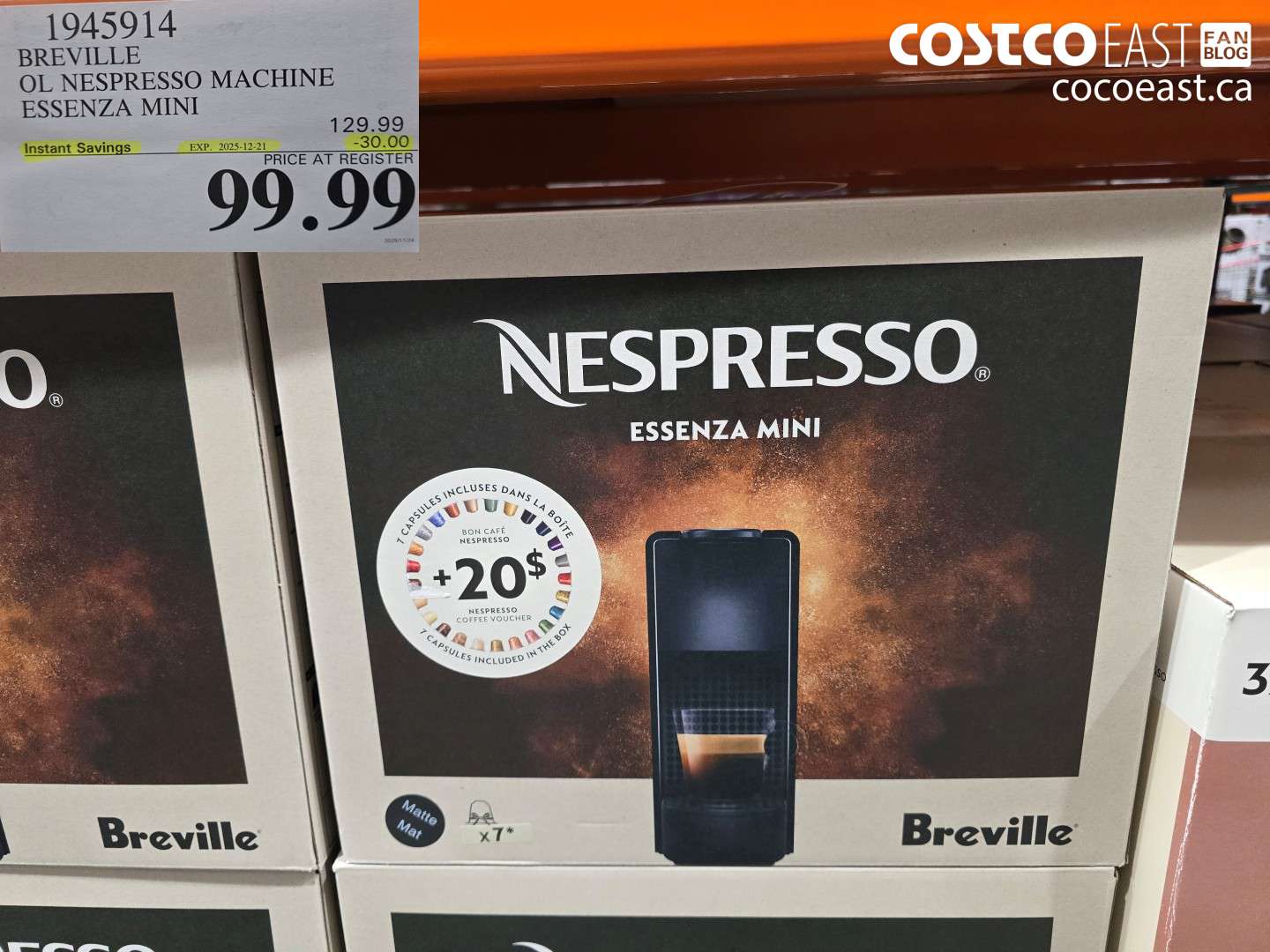 1945914 BREVILLE OL NESPRESSO MACHINE ESSENZA MINI ($30.00 INSTANT SAVINGS EXPIRES ON 2025-12-21) $99.99