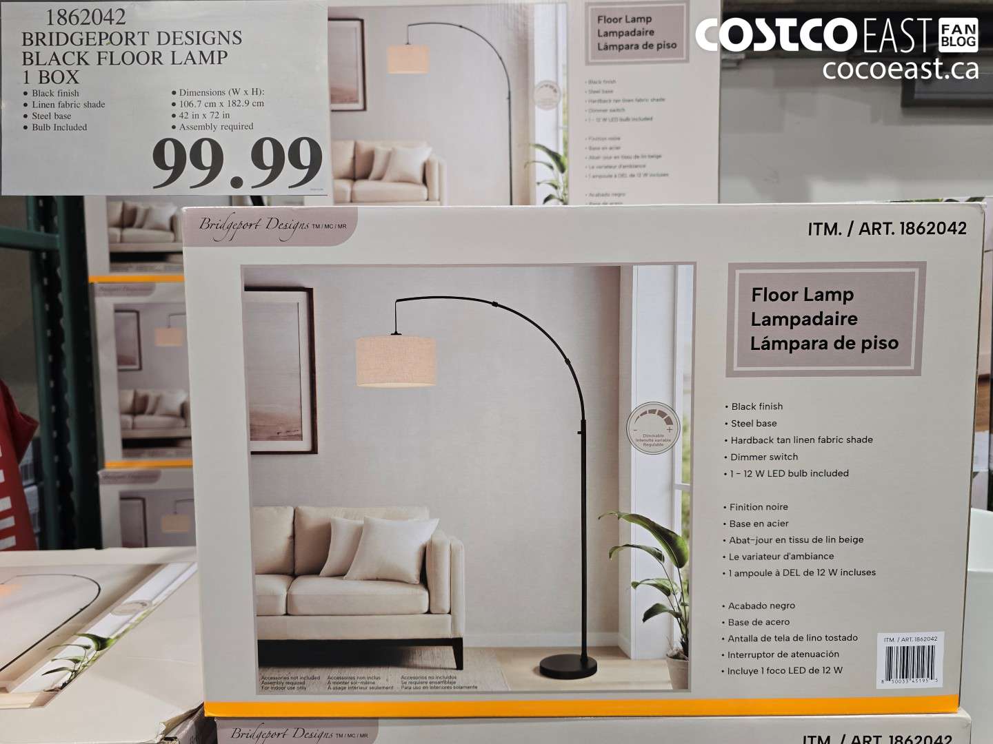 1862042 BRIDGEPORT DESIGNS BLACK FLOOR LAMP 1 BOX $99.99