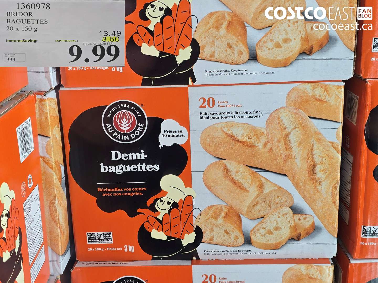 1360978 BRIDOR BAGUETTES 20 X 150 G ($3.50 INSTANT SAVINGS EXPIRES ON 2025-12-21) $9.99