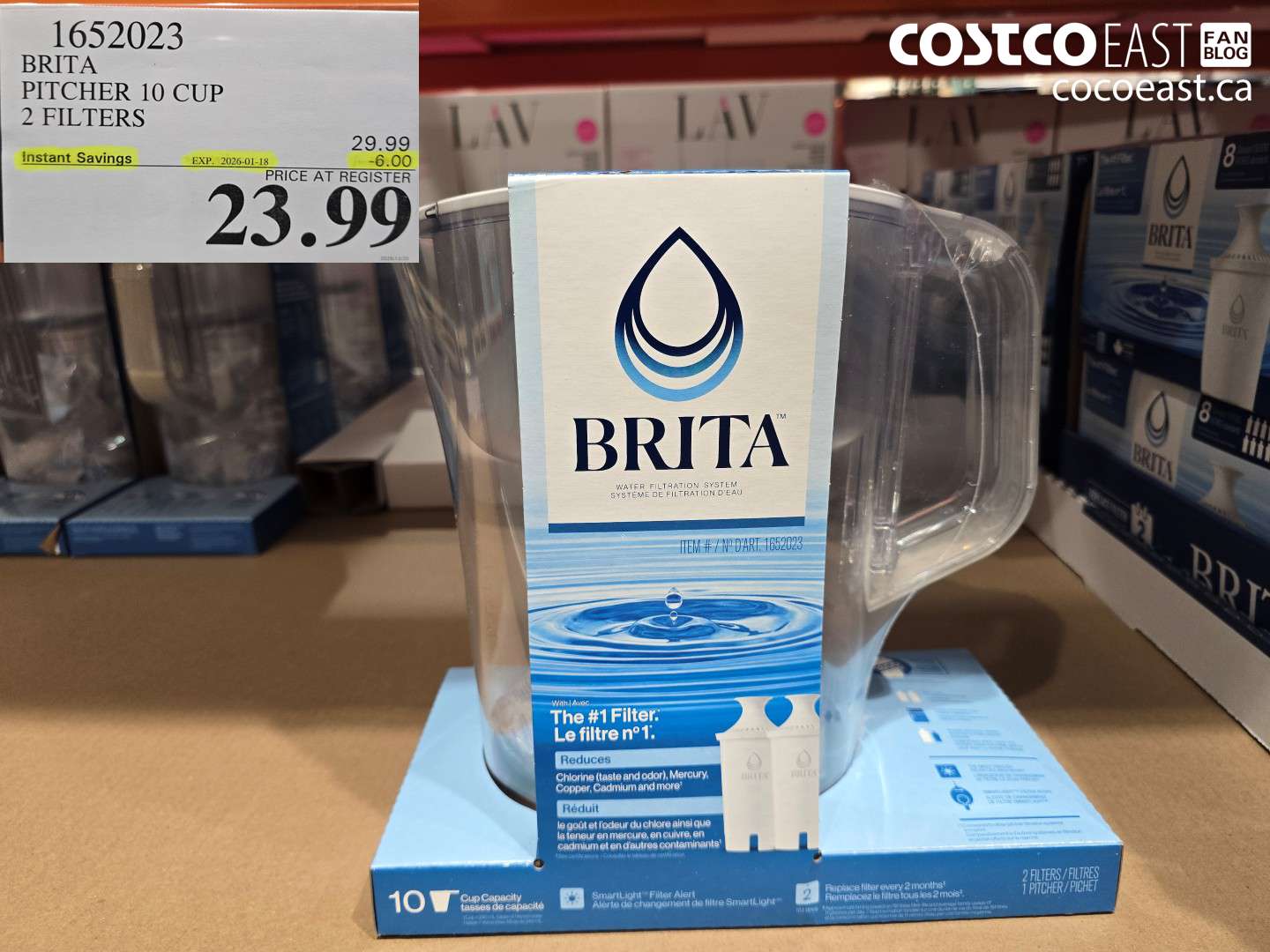 1652023 BRITA PITCHER 10 CUP 2 FILTERS ($6.00 INSTANT SAVINGS EXPIRES ON 2025-01-18) $23.99