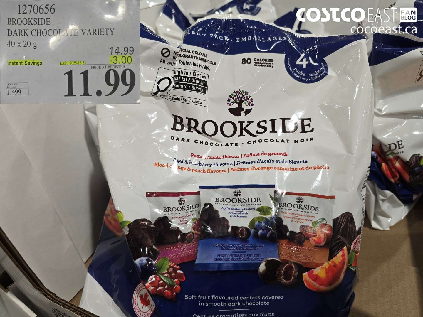 1270056 BROOKSIDE DARK CHOCOLATE VARIETY 40 x 20 g ($3.00 INSTANT SAVINGS EXPIRES ON 2025-12-23) $11.99