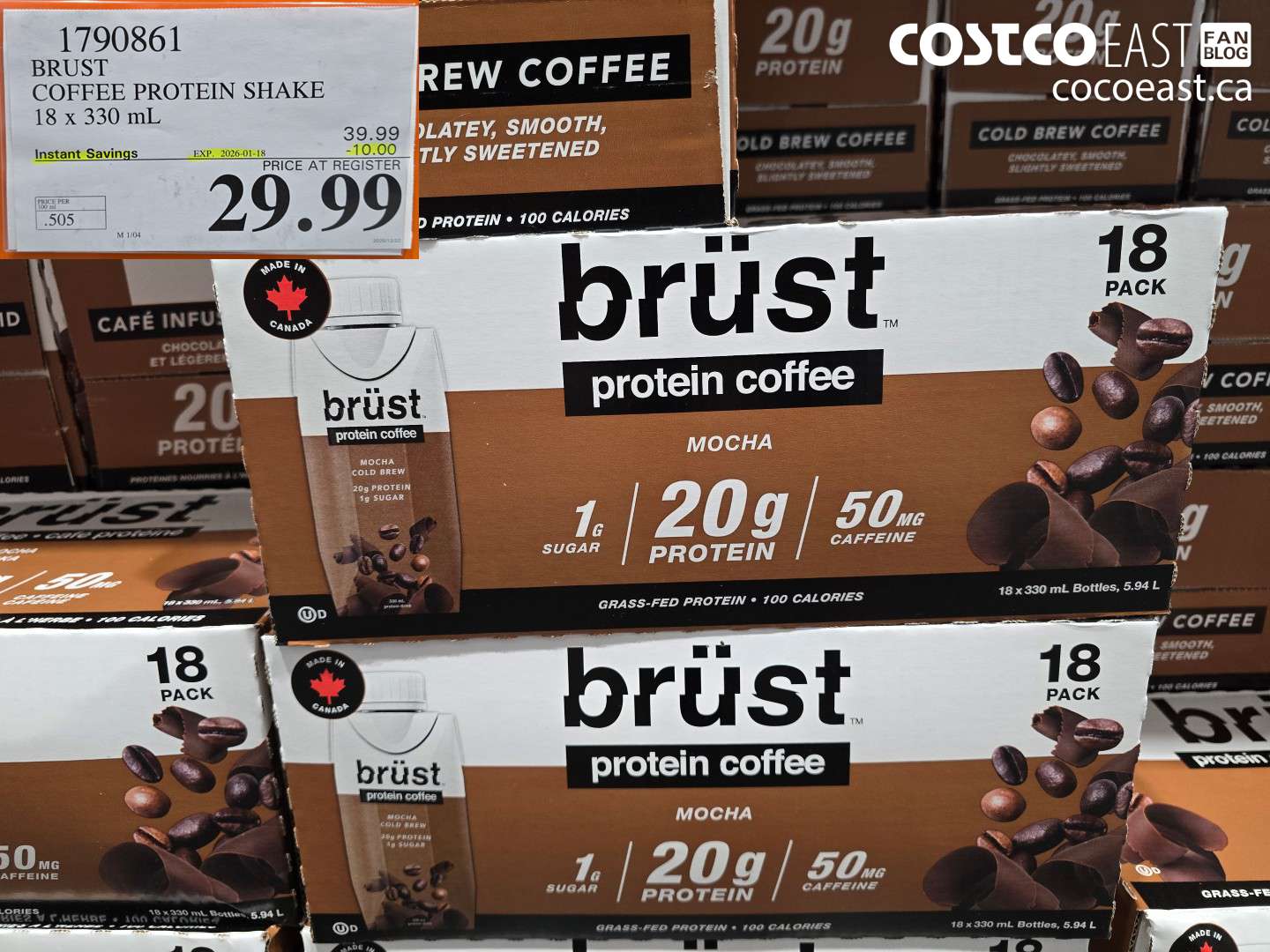 1790861 BRUST COFFEE PROTEIN COFFEE 18 x 330 mL ($10.00 INSTANT SAVINGS EXPIRES ON 2026-01-18) $29.99