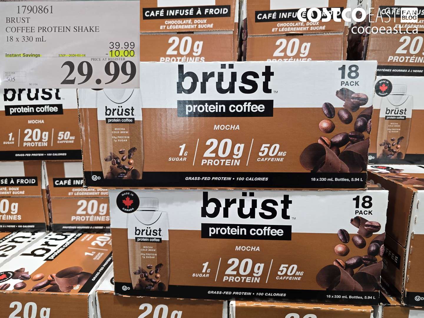 1790861 BRUST COFFEE PROTEIN COFFEE 18 x 330 mL ($10.00 INSTANT SAVINGS EXPIRES ON 2026-01-18) $29.99