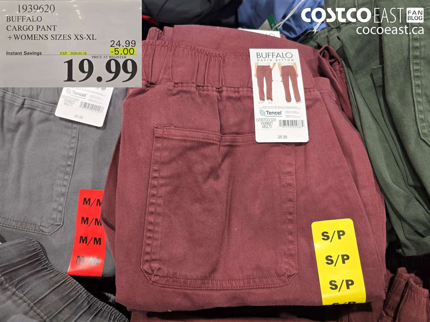 1939620 BUFFALO CARGO PANT +WOMENS SIZES XS-XL ($5.00 INSTANT SAVINGS EXPIRES ON 2026-01-18) $19.99