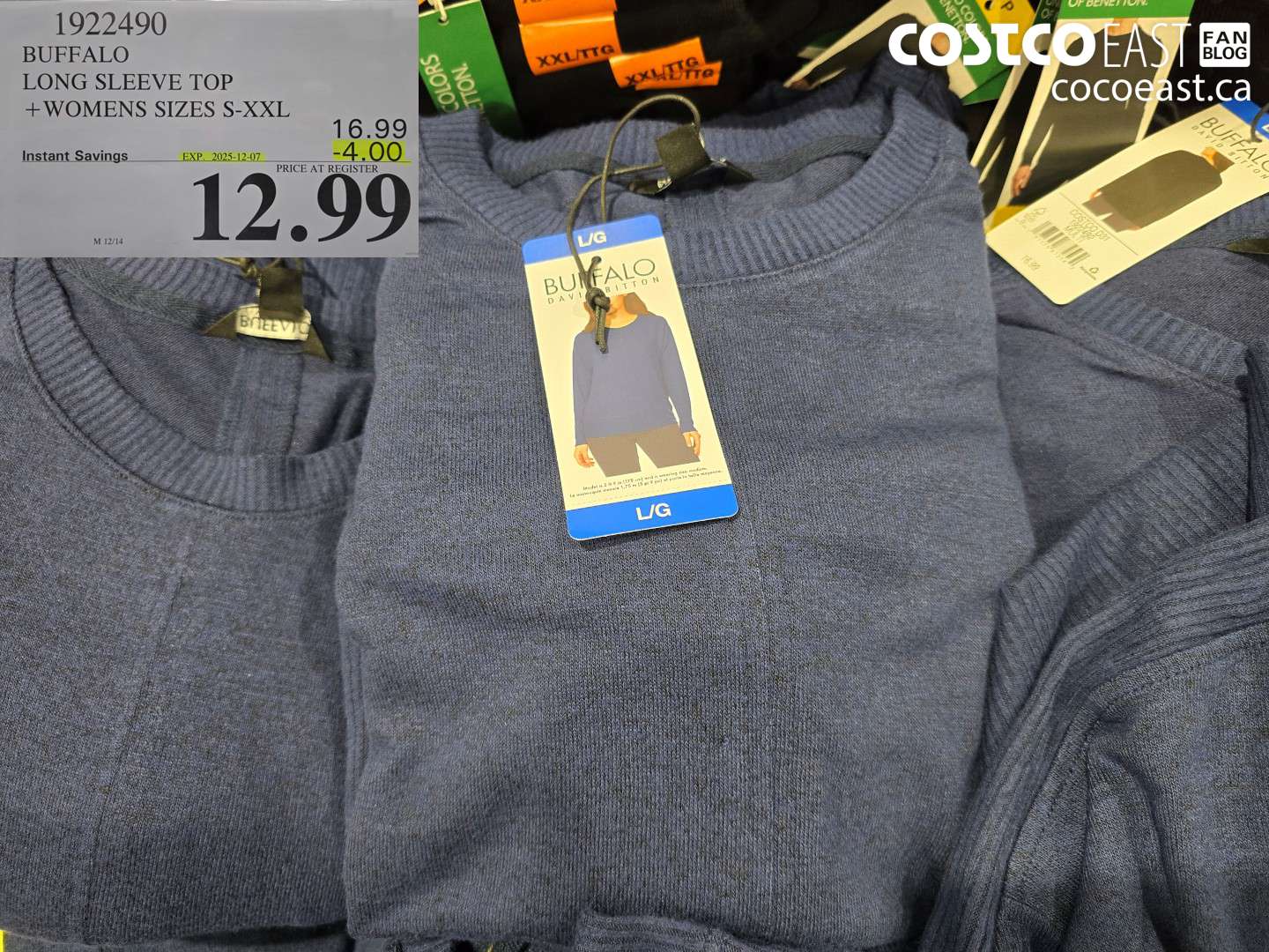 1922490 BUFFALO LONG SLEEVE TOP +WOMENS SIZES S-XXL ($4.00 INSTANT SAVINGS EXPIRES ON 2025-12-07) $12.99