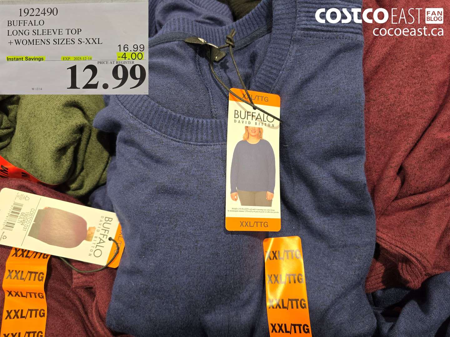 1922490 BUFFALO LONG SLEEVE TOP +WOMENS SIZES S-XXL ($4.00 INSTANT SAVINGS EXPIRES ON 2025-12-14) $12.99