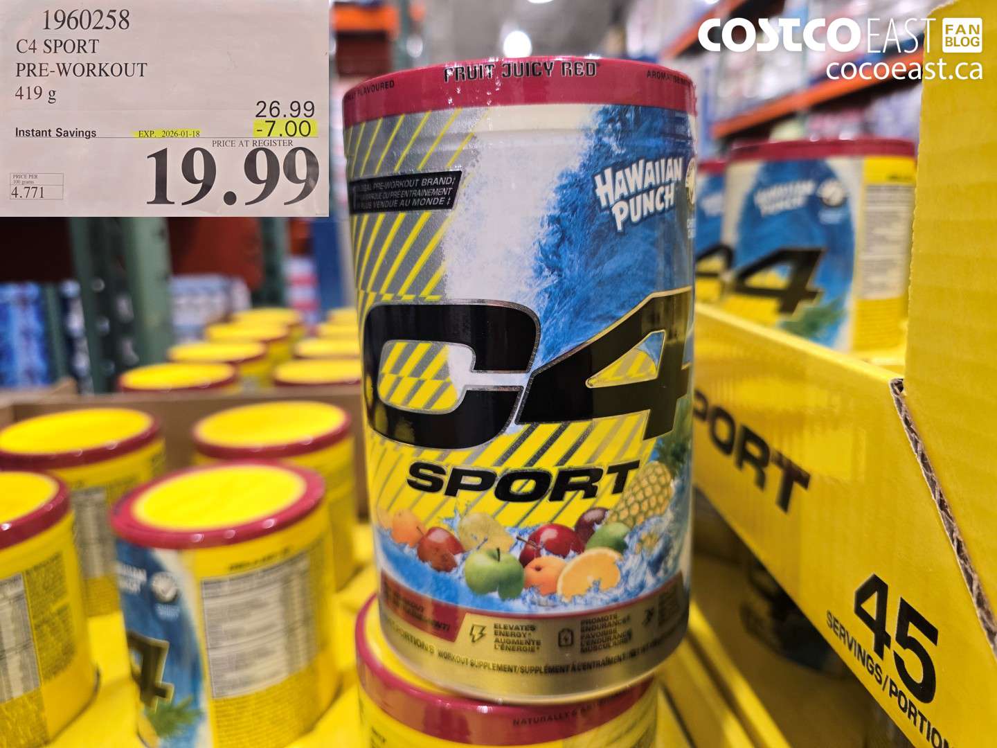 1960258 C4 SPORT PRE-WORKOUT 419 G ($7.00 INSTANT SAVINGS EXPIRES ON 2026-01-18) $19.99