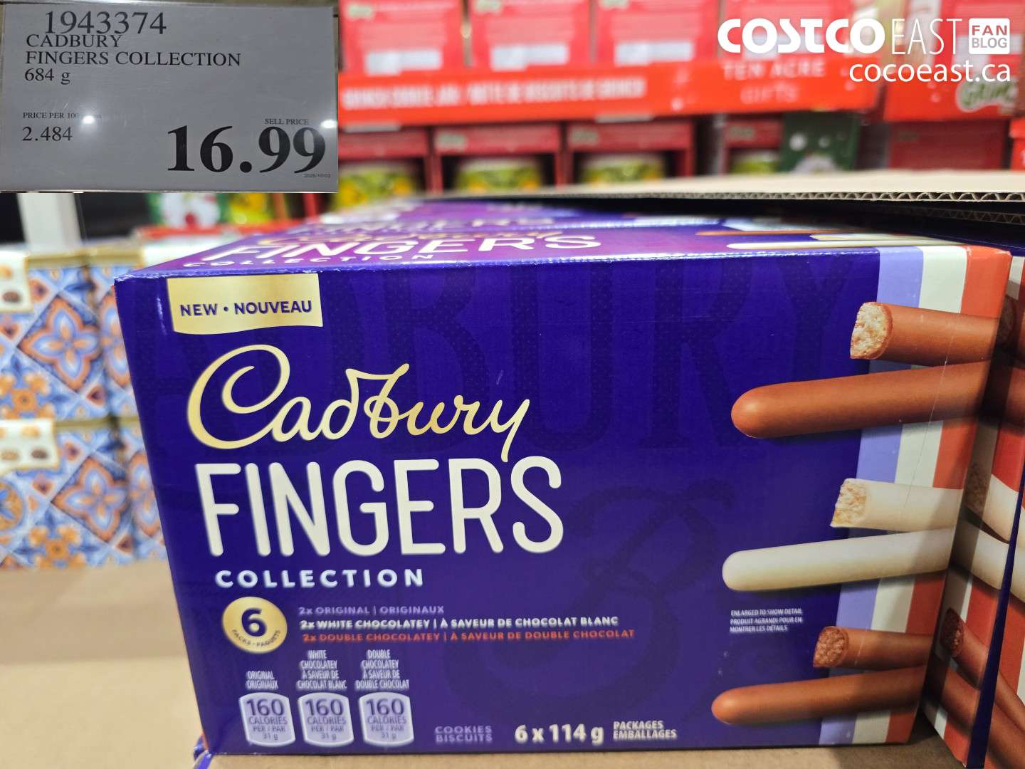 1943374 CADBURY FINGERS COLLECTION 684 G $16.99
