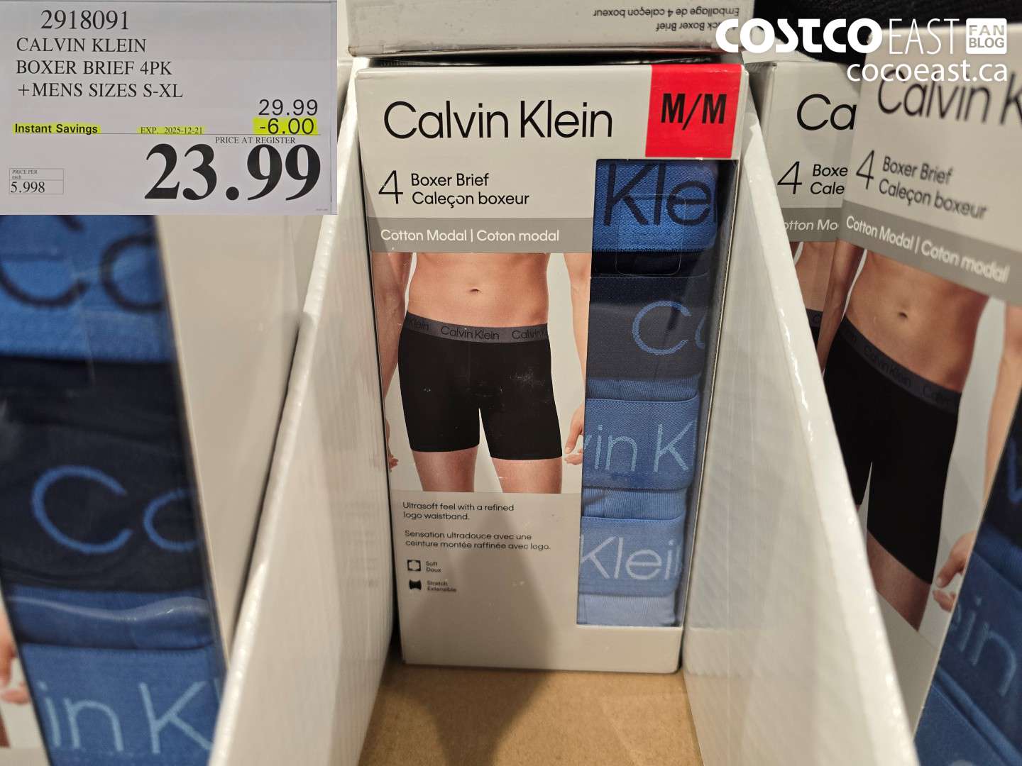 2918091 CALVIN KLEIN BOXER BRIEF 4PK + MENS SIZES S-XL ($6.00 INSTANT SAVINGS EXPIRES ON 2025-12-21) $23.99