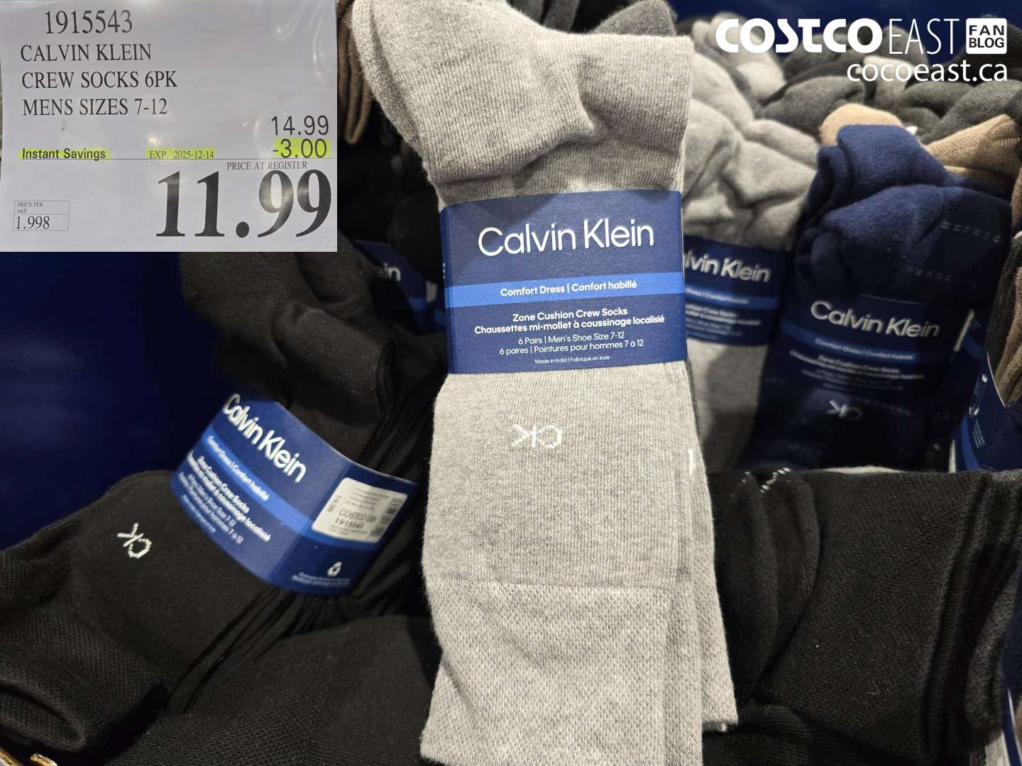1915543 CALVIN KLEIN CREW SOCKS 6PK MENS SIZES 7-12 ($3.00 INSTANT SAVINGS EXPIRES ON 2025-12-14) $11.99