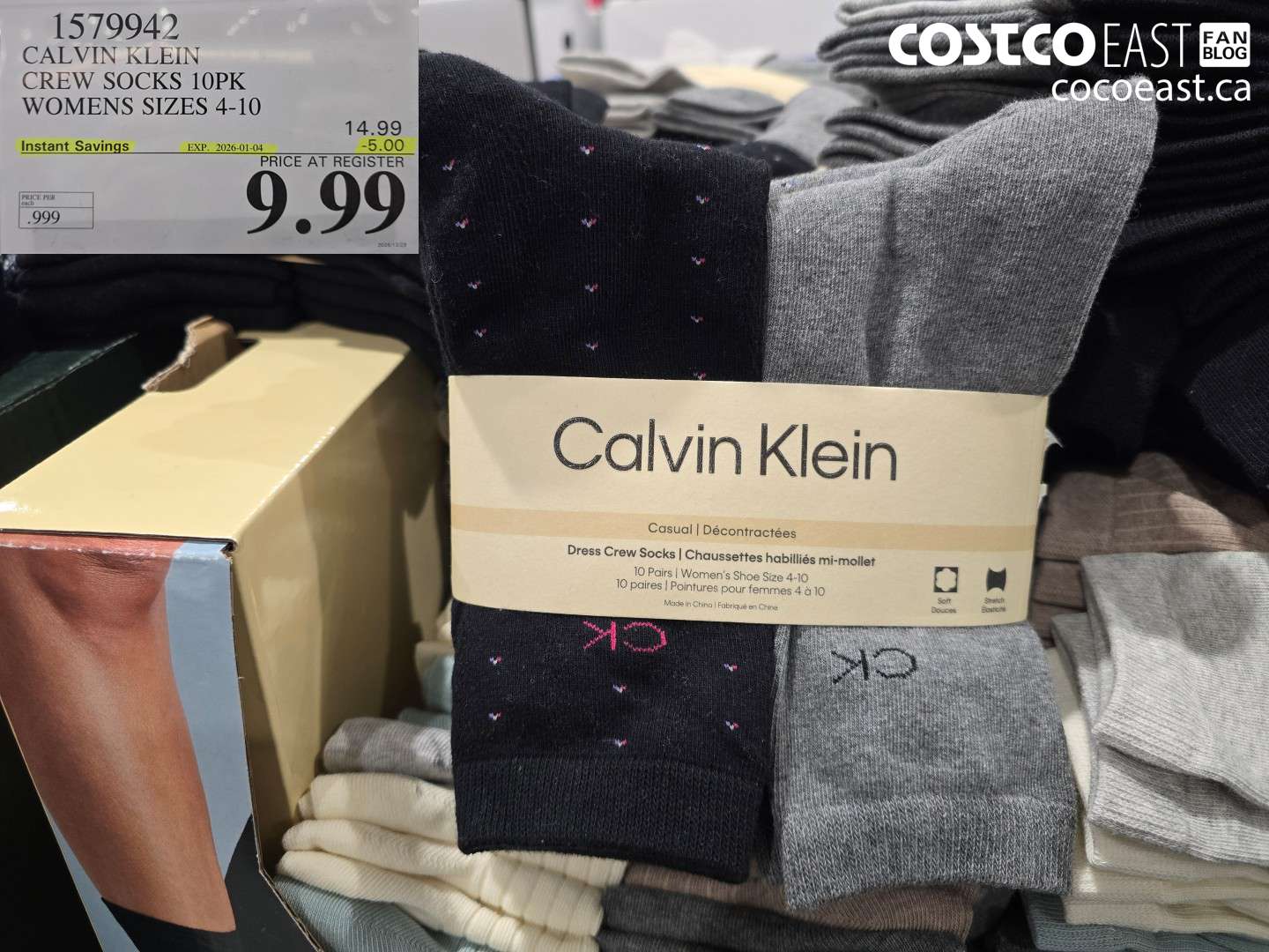 1579942 CALVIN KLEIN CREW SOCK 10PK LADIES SIZES 4-10 ($5.00 INSTANT SAVINGS EXPIRES ON 2026-01-04) $9.99