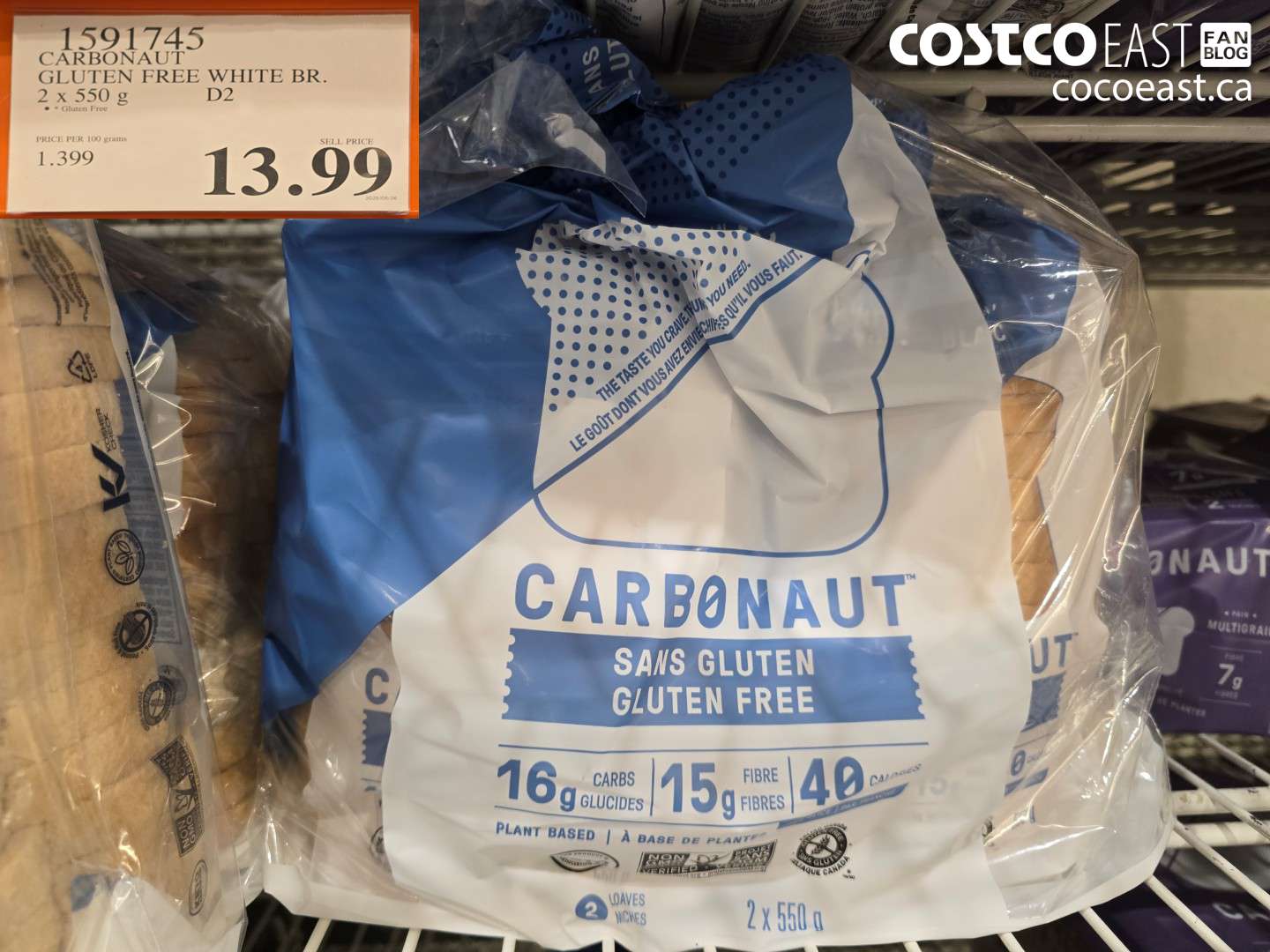 1591745 CARBONAUT GLUTEN FREE WHITE BR. 2 x 550 g $13.99