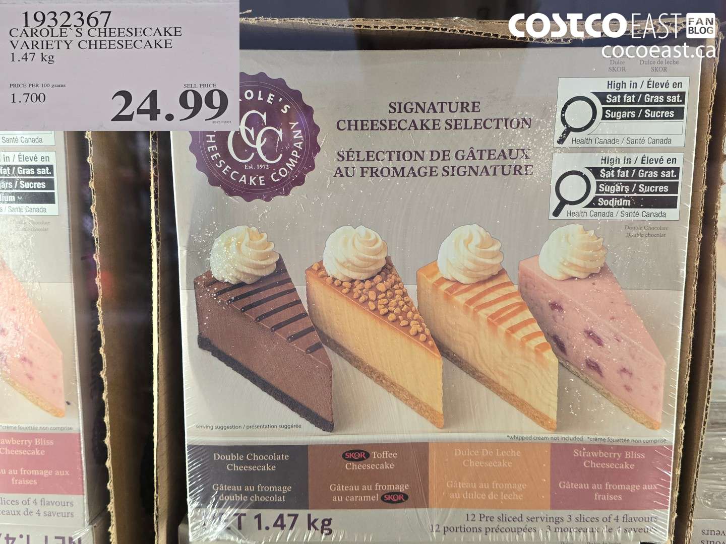 1932367 CAROLE'S CHEESECAKE VARIETY CHEESECAKE 1.47 kg $24.99