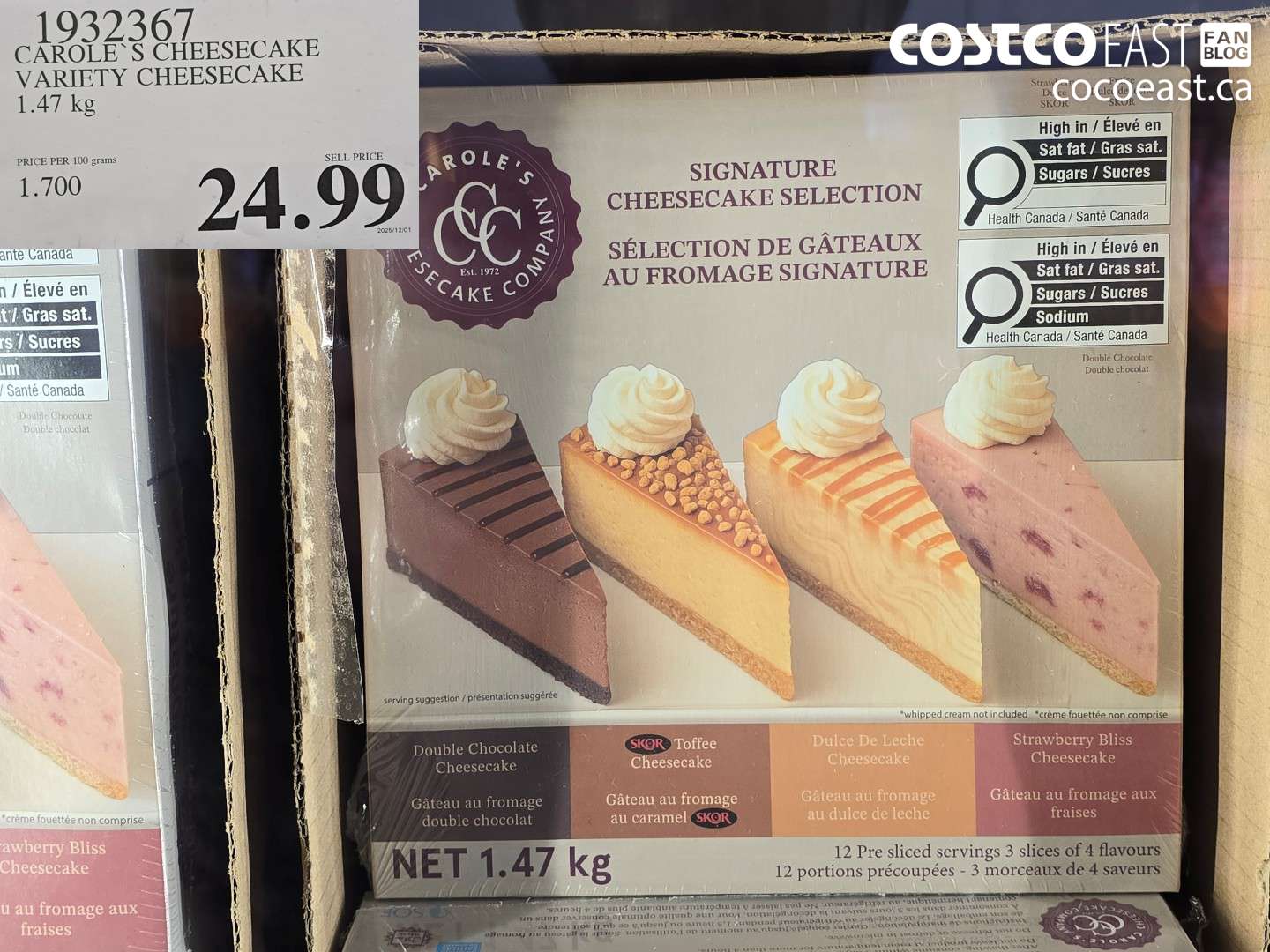 1932367 CAROLE'S CHEESECAKE VARIETY CHEESECAKE 1.47 kg $24.99